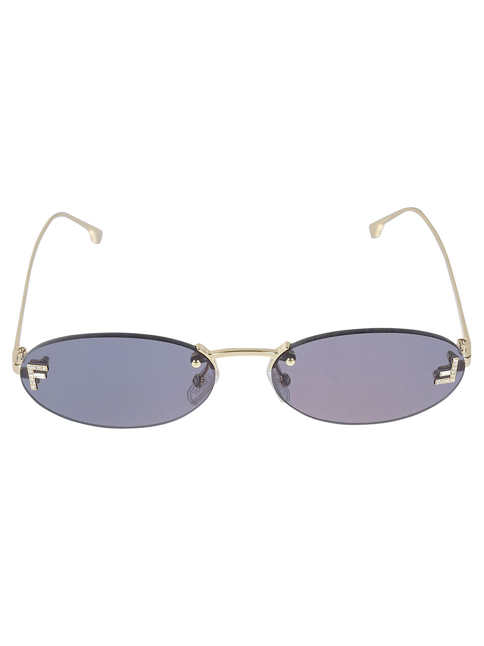 Fendi Embellished Logo Rimless Sunglasses In 30v - Black