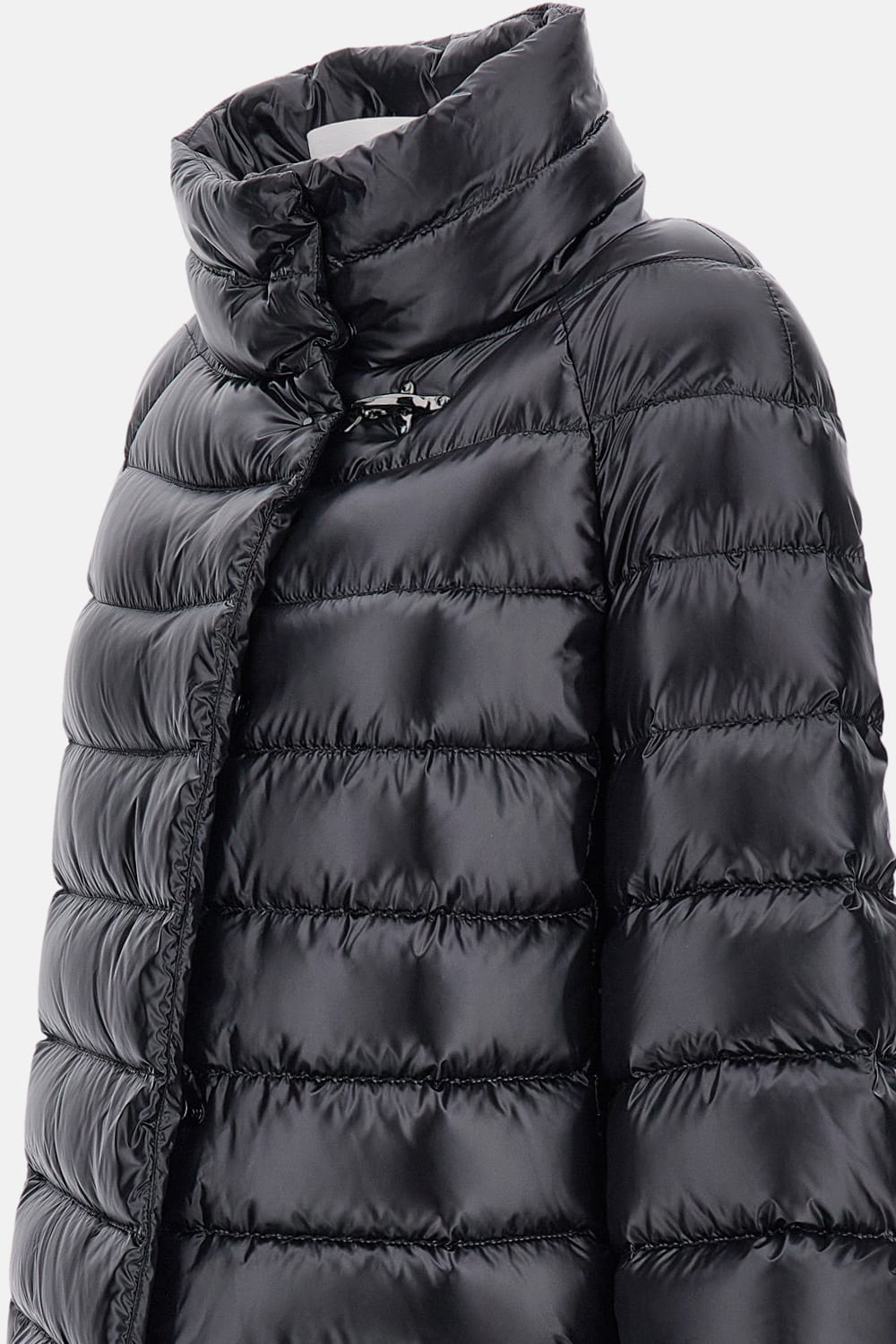 Fay Glossy Quilted Down Coat With Structured Collar In Black