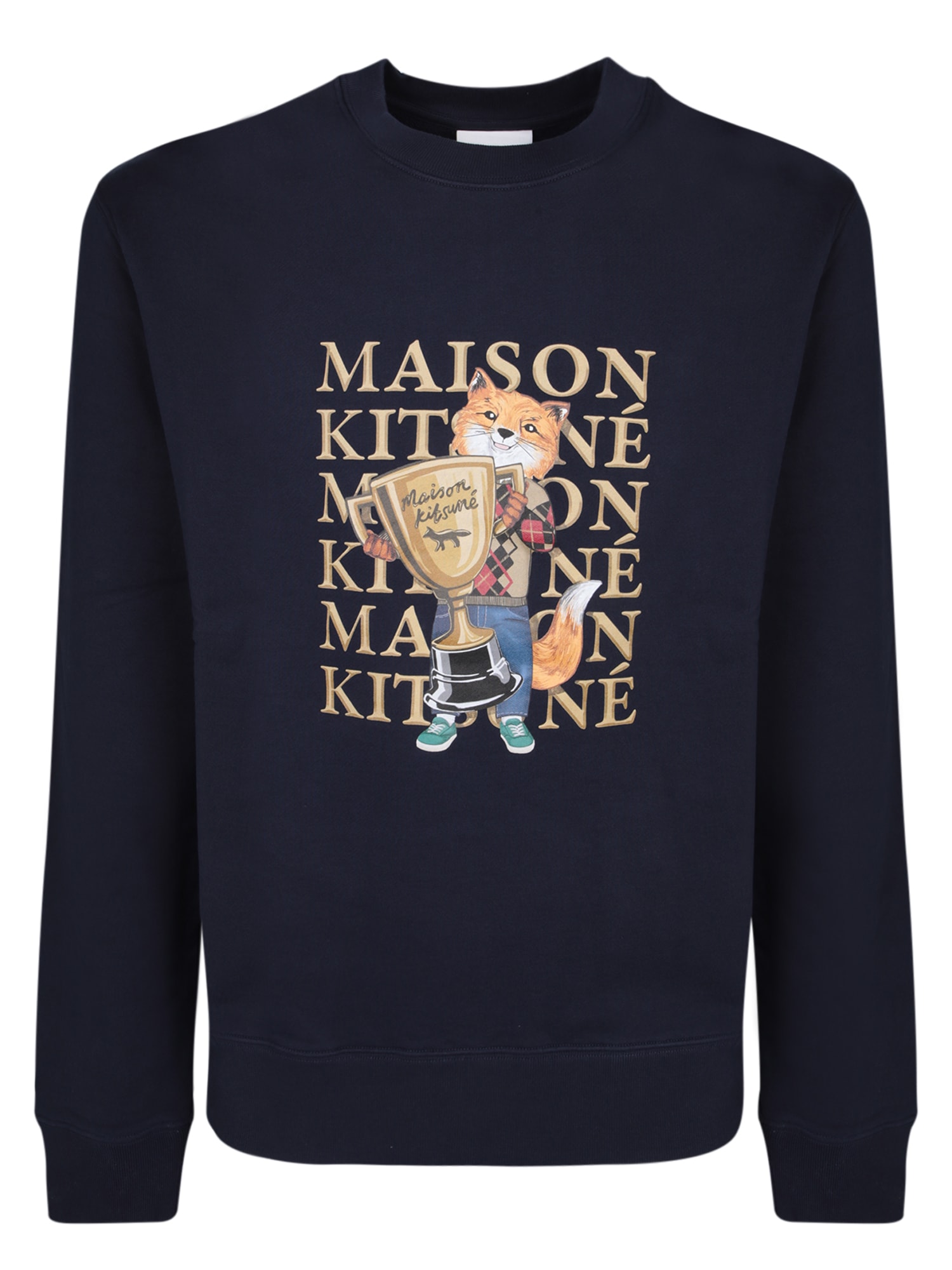 Shop Maison Kitsuné Maison Kitsune Fox Champion Blue Sweatshirt