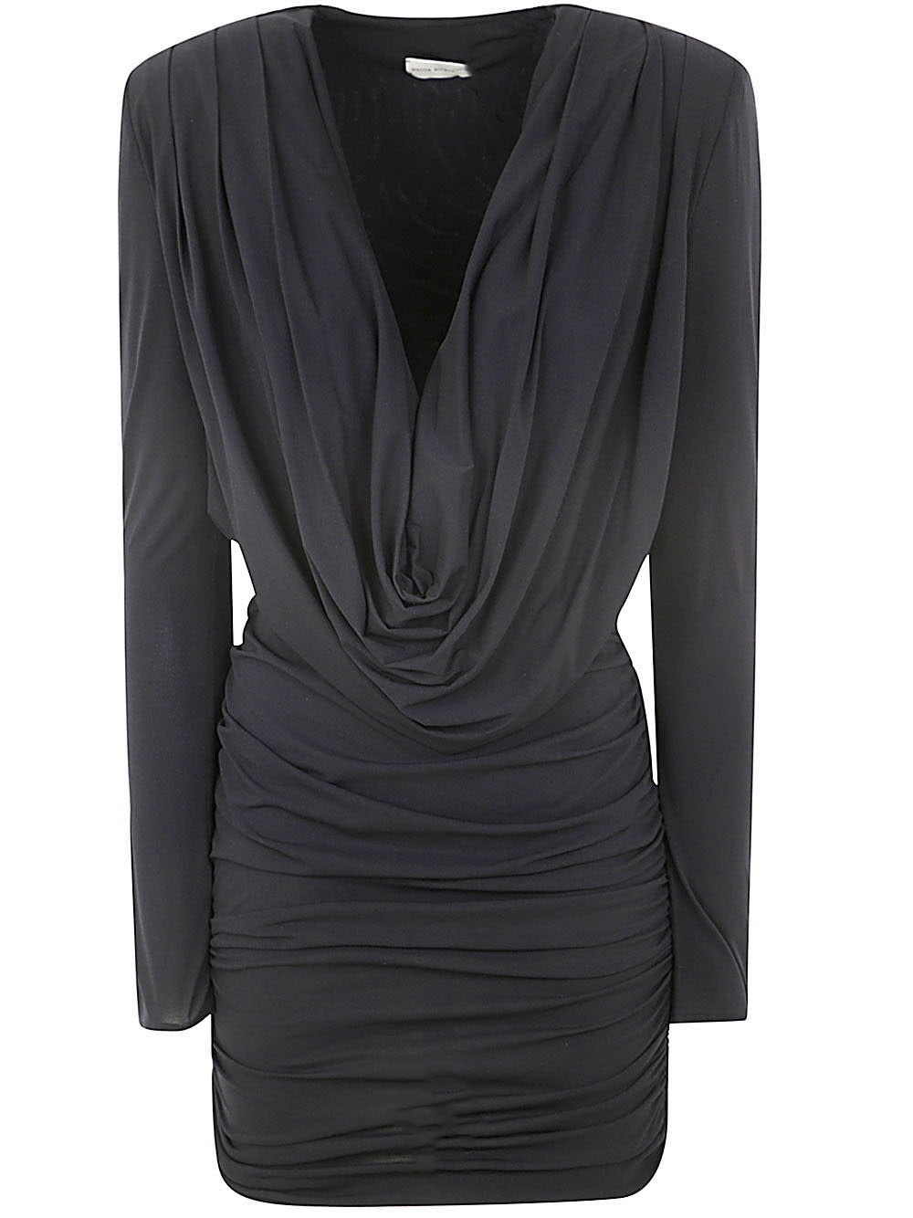 Shop Magda Butrym Long Sleeve Mini Dress In Black