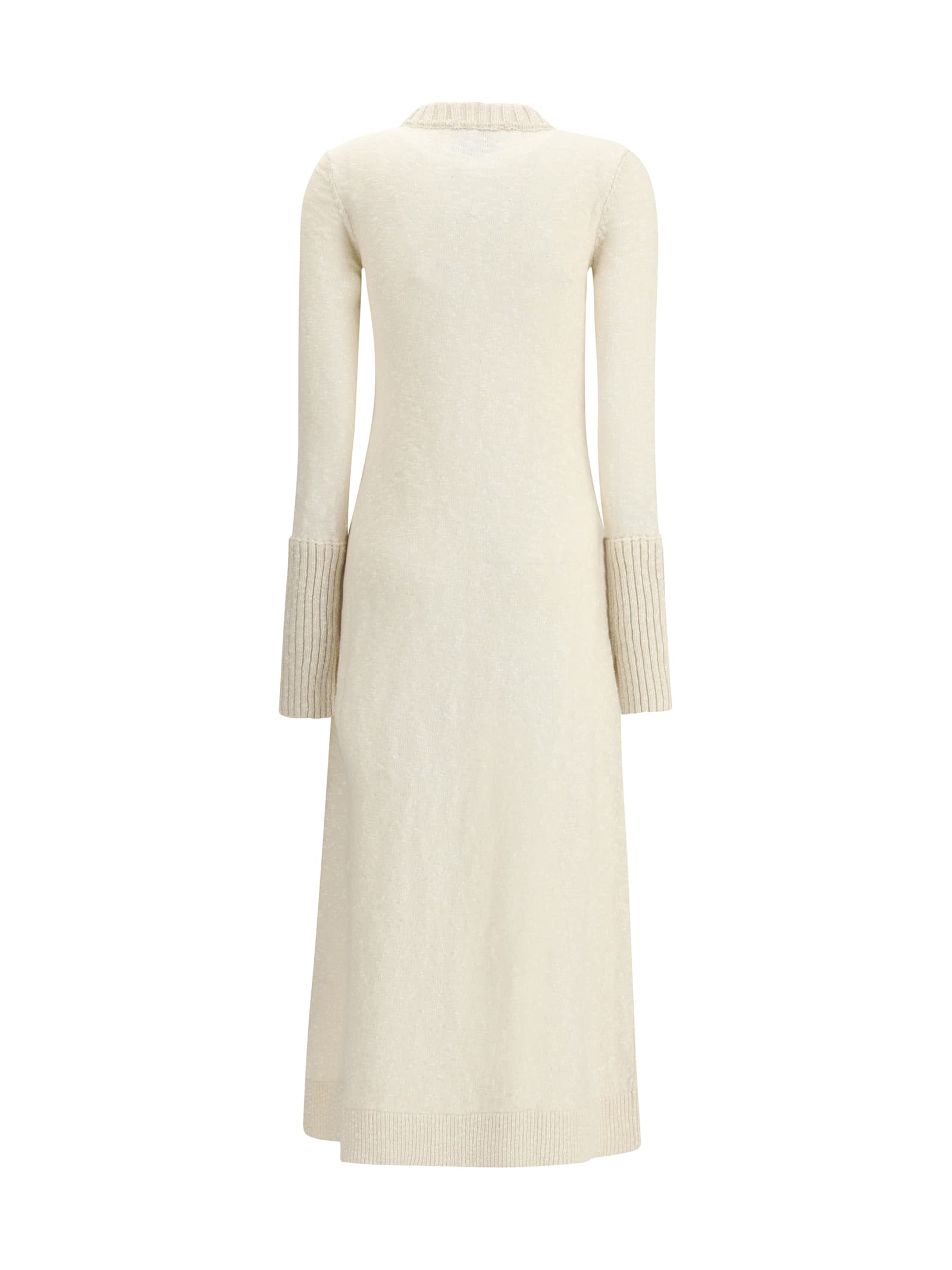 Sa Su Phi Morena Ribbed-cuff Long Dress In Neutral