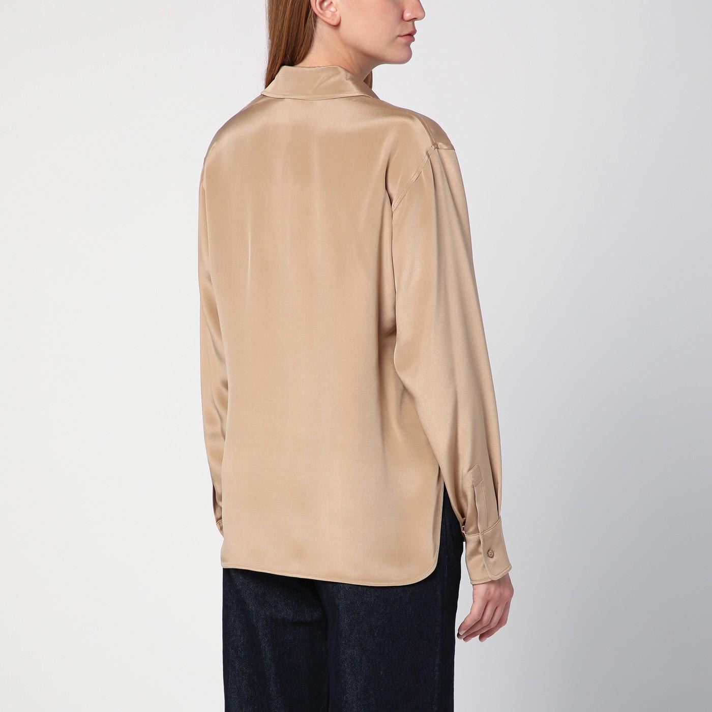 Shop Max Mara Beige Silk Crepe De Chine Shirt In Neutrals