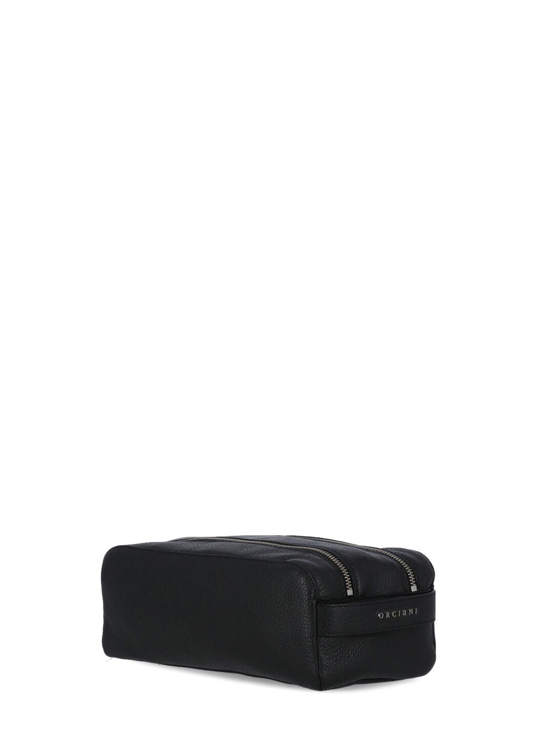 Shop Orciani Pebbled Leather Washbag In Black