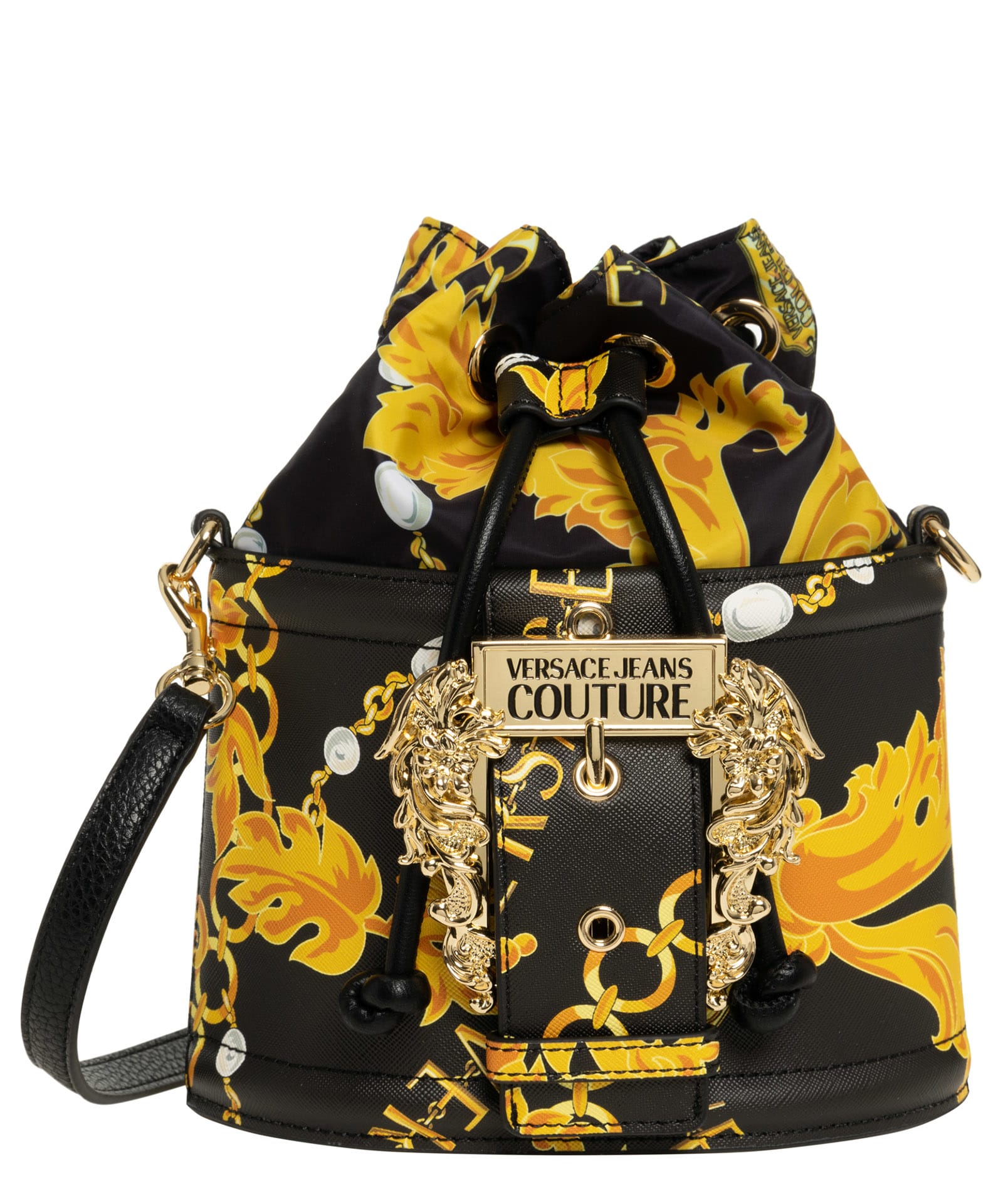 Shop Versace Jeans Couture Chain Couture Bucket Bag In Black