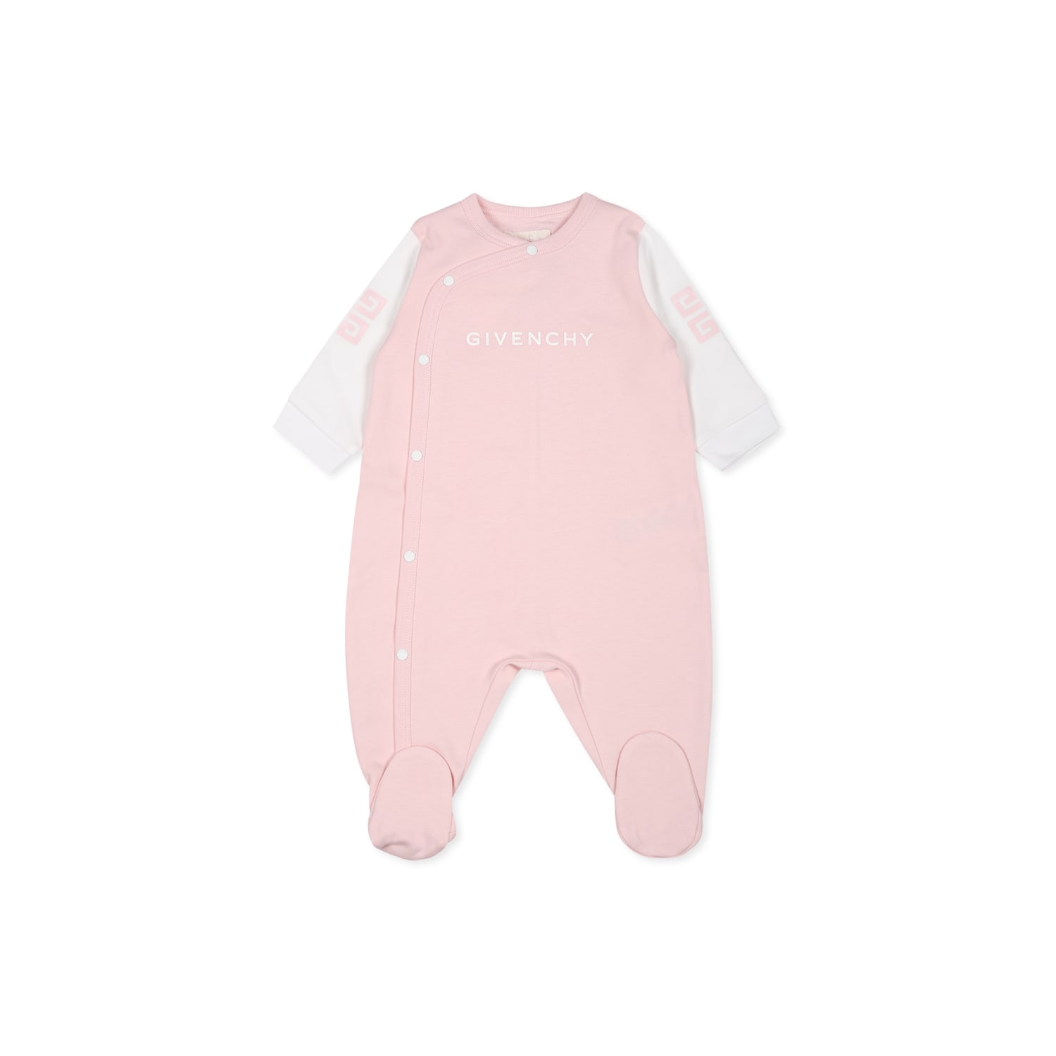 Shop Givenchy Pink Babygrow Set For Baby Girl With Logo