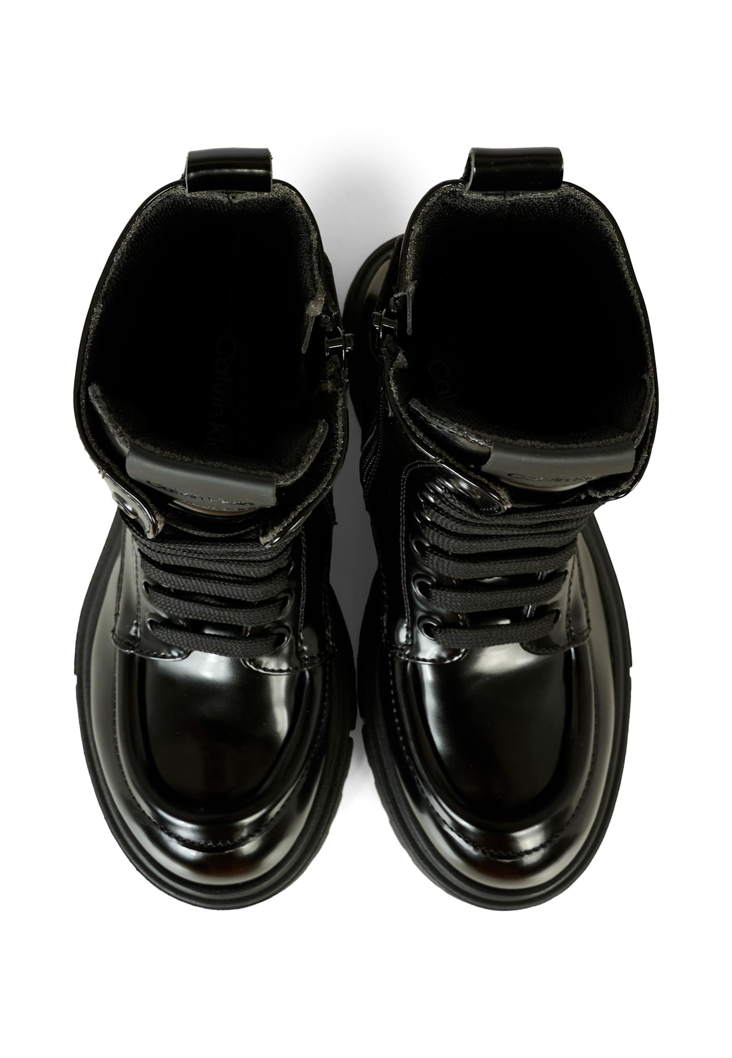 Calvin Klein Black Boots For Kids With Logo In Multi