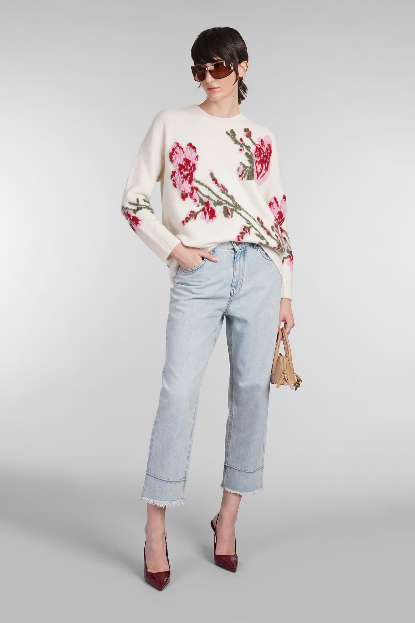 Shop Blumarine Jeans In Cyan Cotton