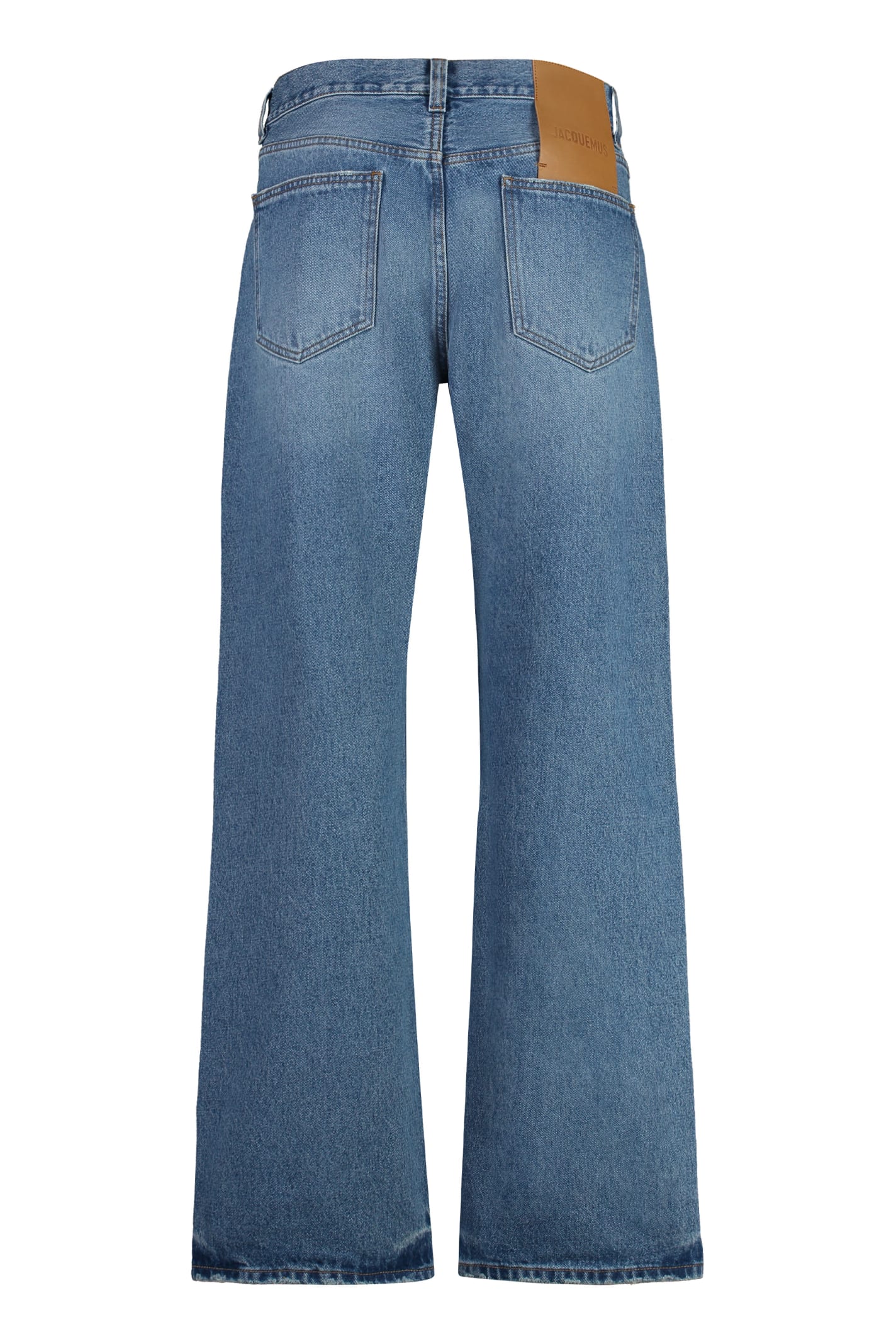 Shop Jacquemus Nîmes 5-pocket Straight-leg Jeans In 33c Blue/tabac