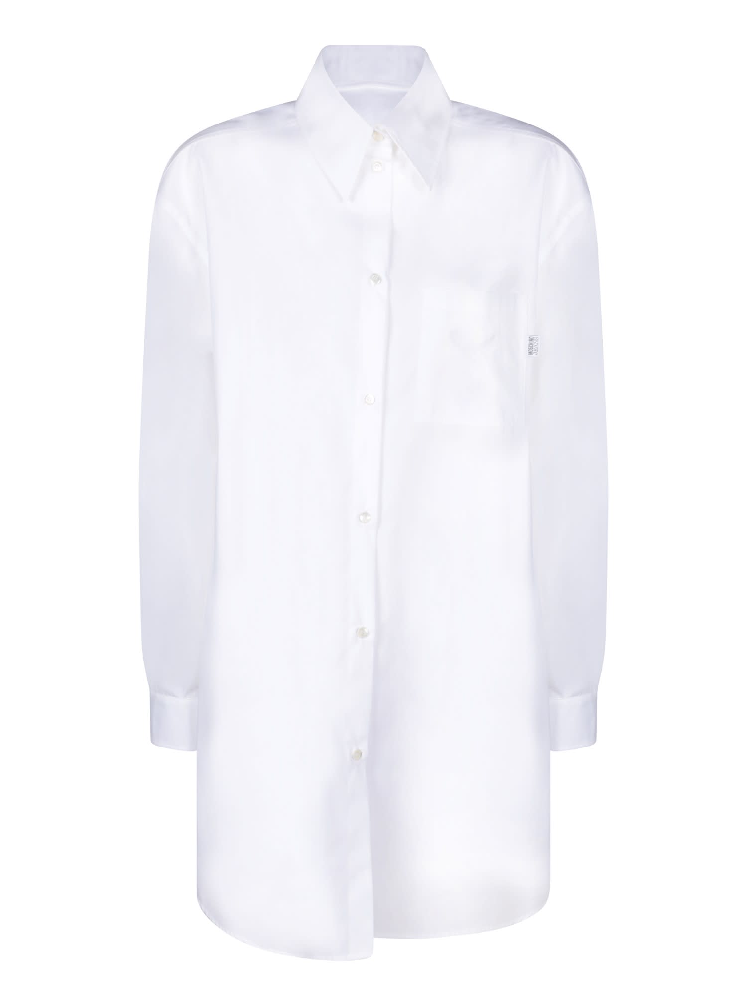 Shop Moschino White Poplin Shirt Dress