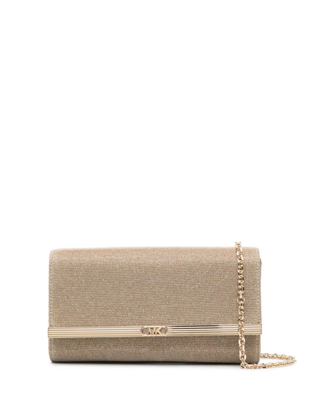 Michael Michael Kors Large Ew Clutch In Pale Gold