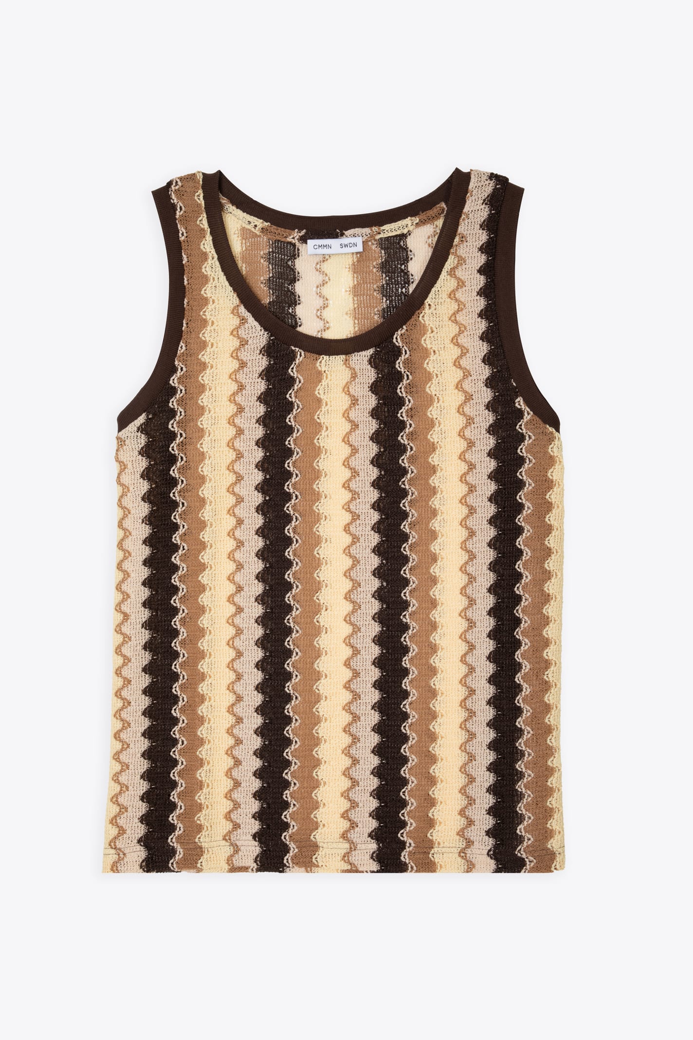 Cmmn Swdn Lace Vest With Ribbed Neck And Armhole Multicolour Striped  Raschel Knit Vest - Tank In Marrone | ModeSens