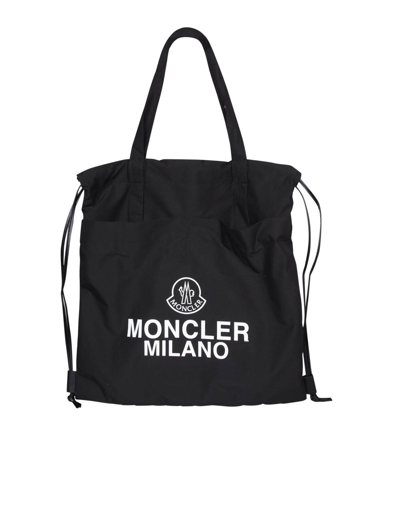 Shop Moncler Aq Tote Drawstring Black Bag