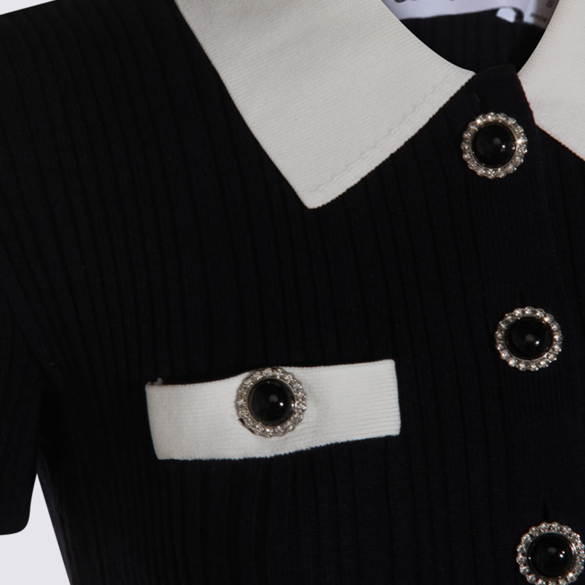 Self-portrait Collared Button-detail Mini Dress In Black
