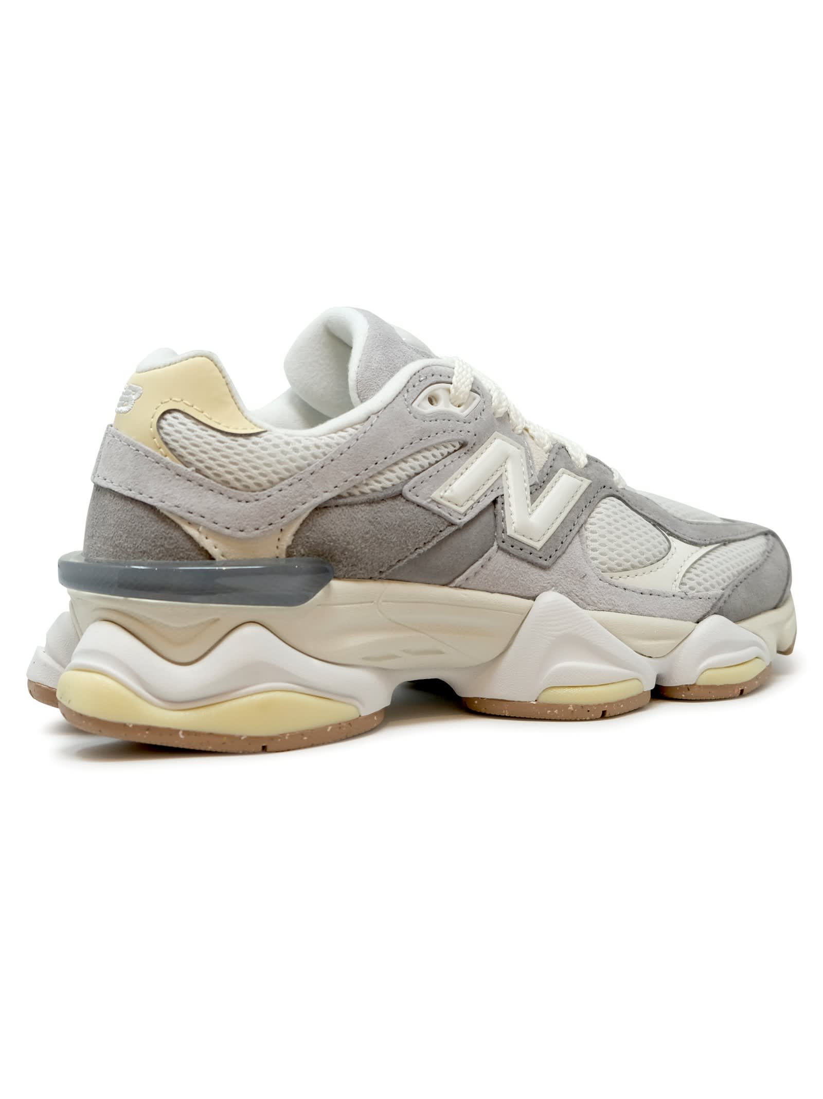 New Balance Round Toe Panelled Sneakers With Rubber Sole In Gray