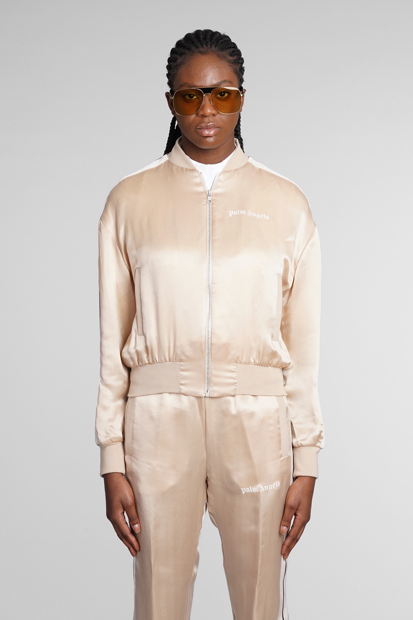 PALM ANGELS BOMBER IN BEIGE POLYAMIDE POLYESTER
