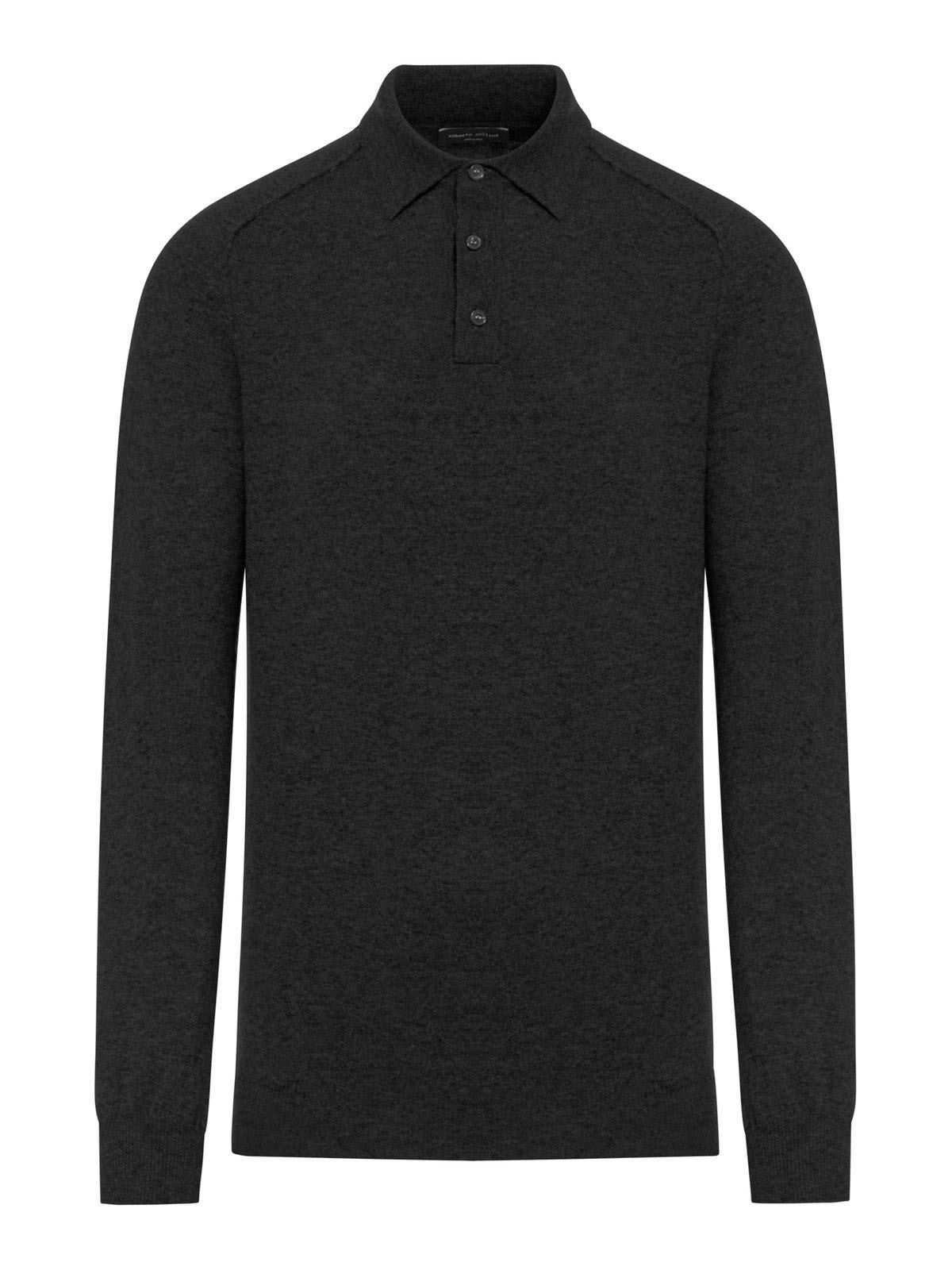 Long-sleeved Knitted Polo Shirt