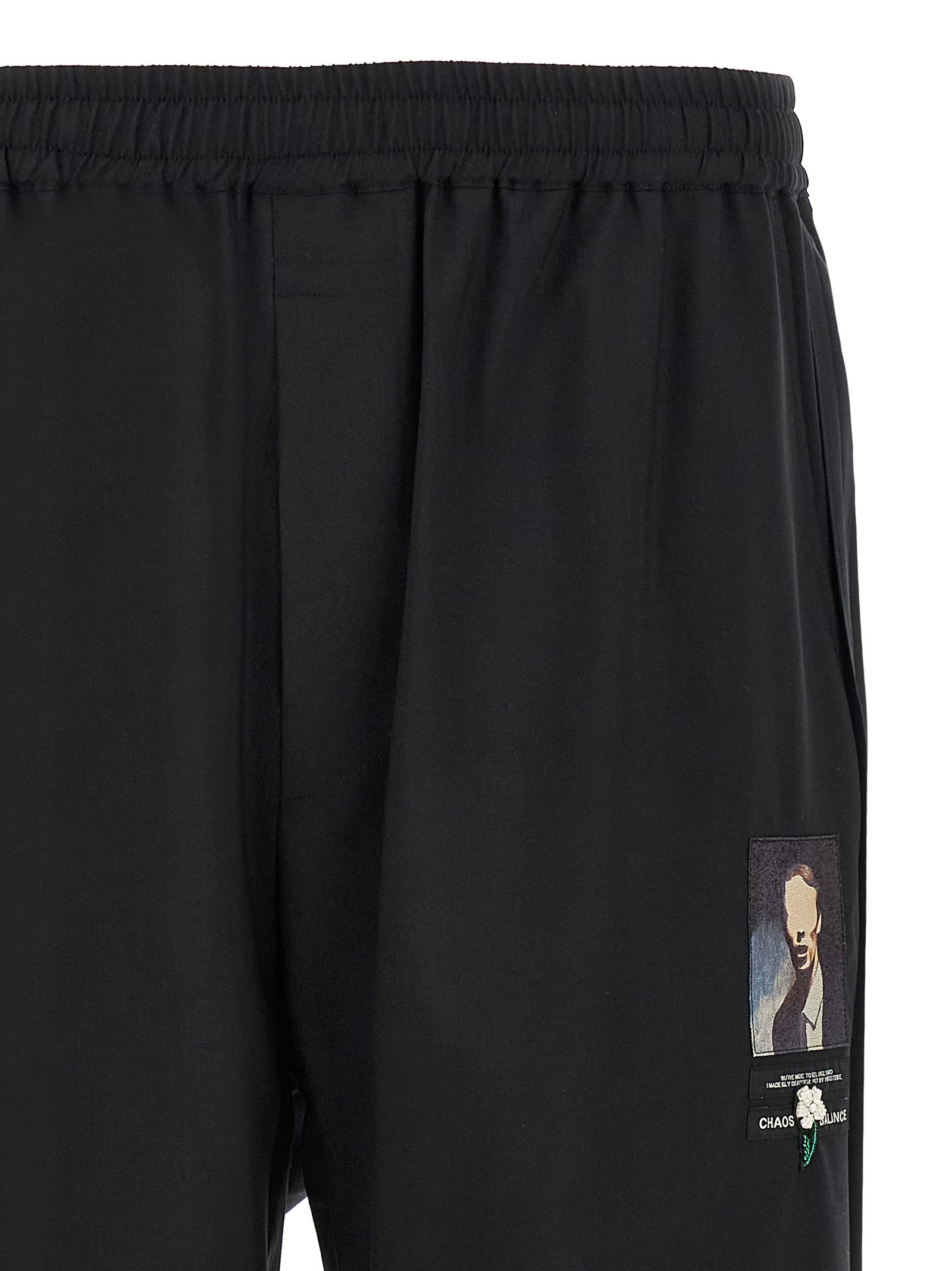 Undercover Trousers Graphic Print Elastic Waistband In Black