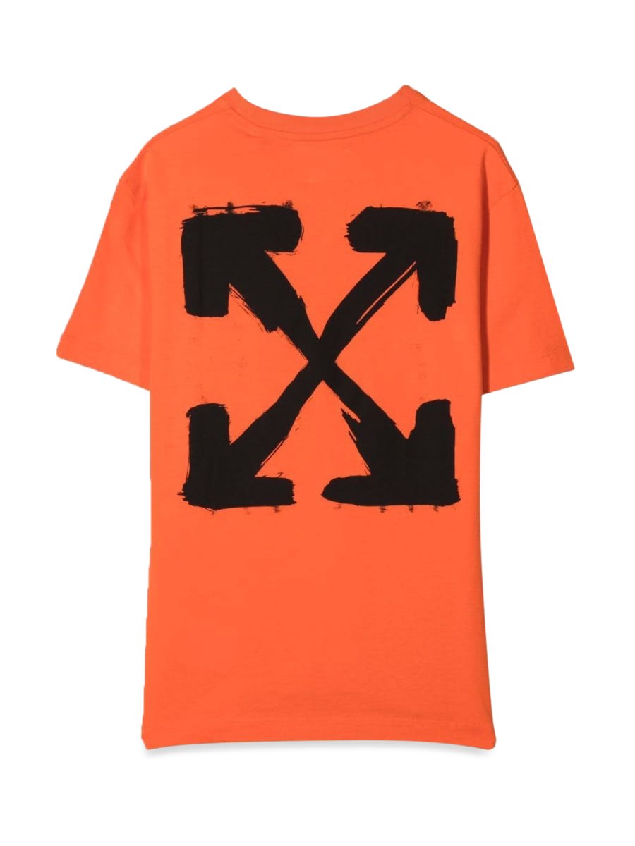 Off-white T-shirt In Jersey Di Cotone Stampato In Orange