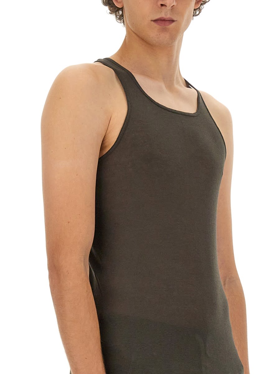 Rick Owens Sheer Sleeveless Racerback Longline T-shirt In Green