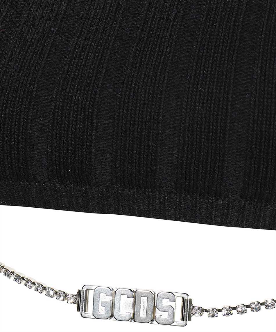 Gcds Bling Off-the-shoulder Crop Sweater In Black