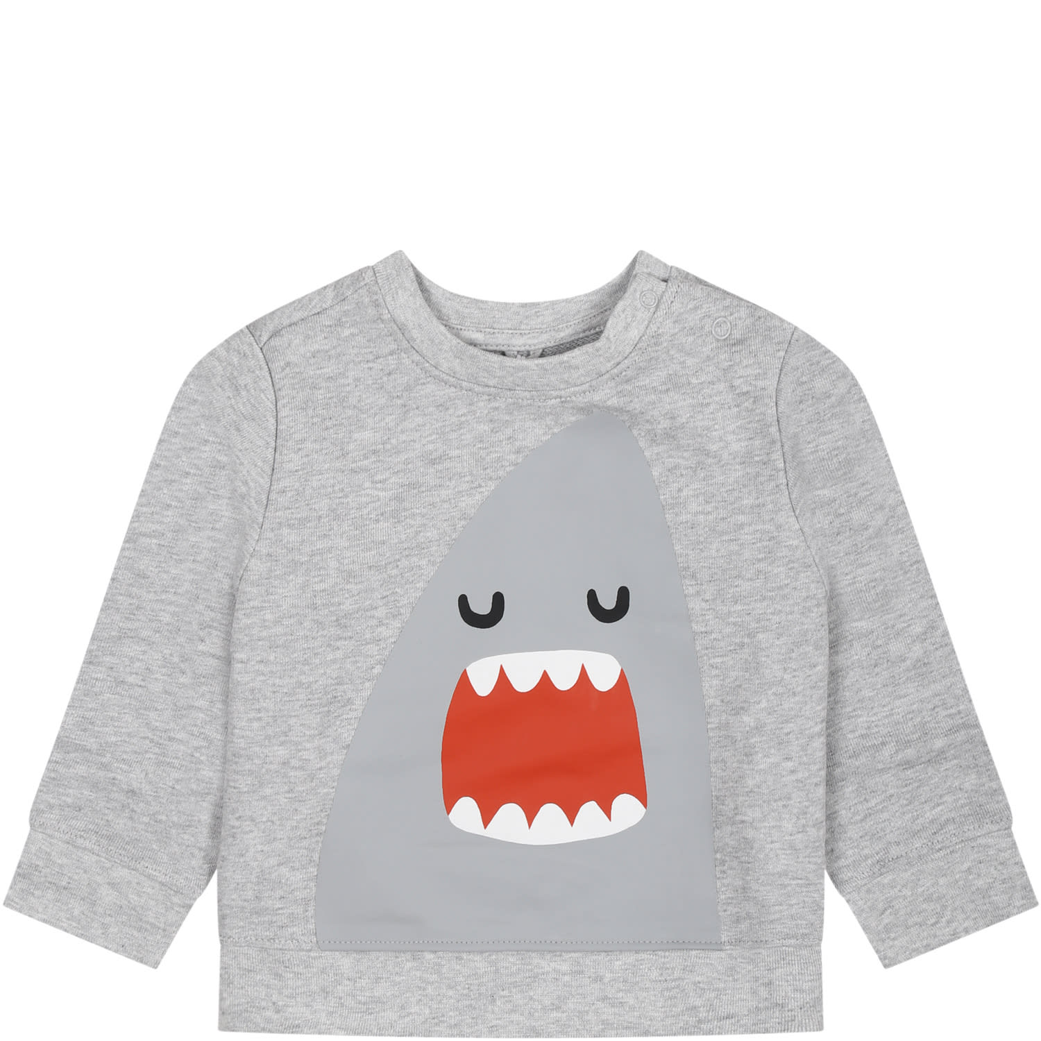 Stella Mccartney Kids' Gray Sweatshirt For Baby Boy With Shark Print In Grigio