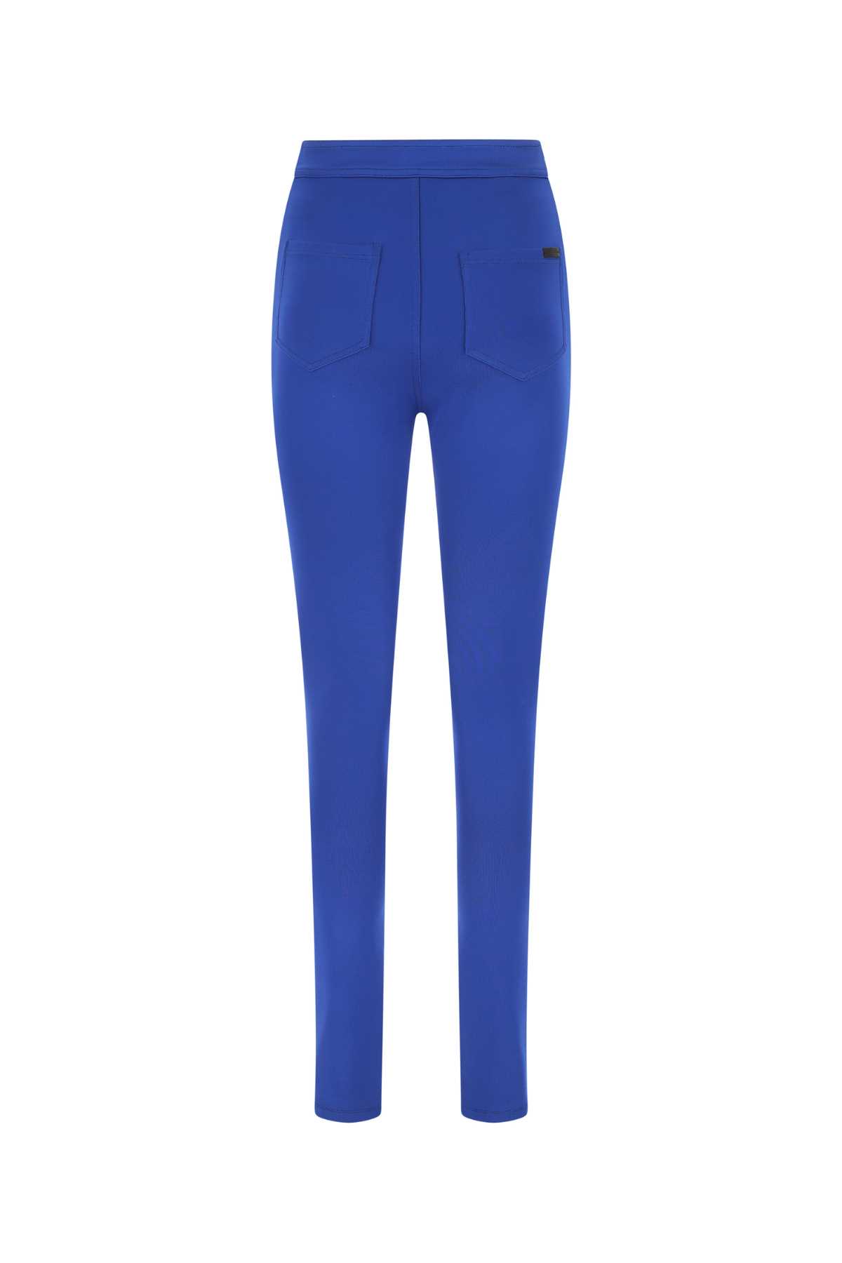 Shop Saint Laurent Electric Blue Stretch Viscose Blend Pant In 4701