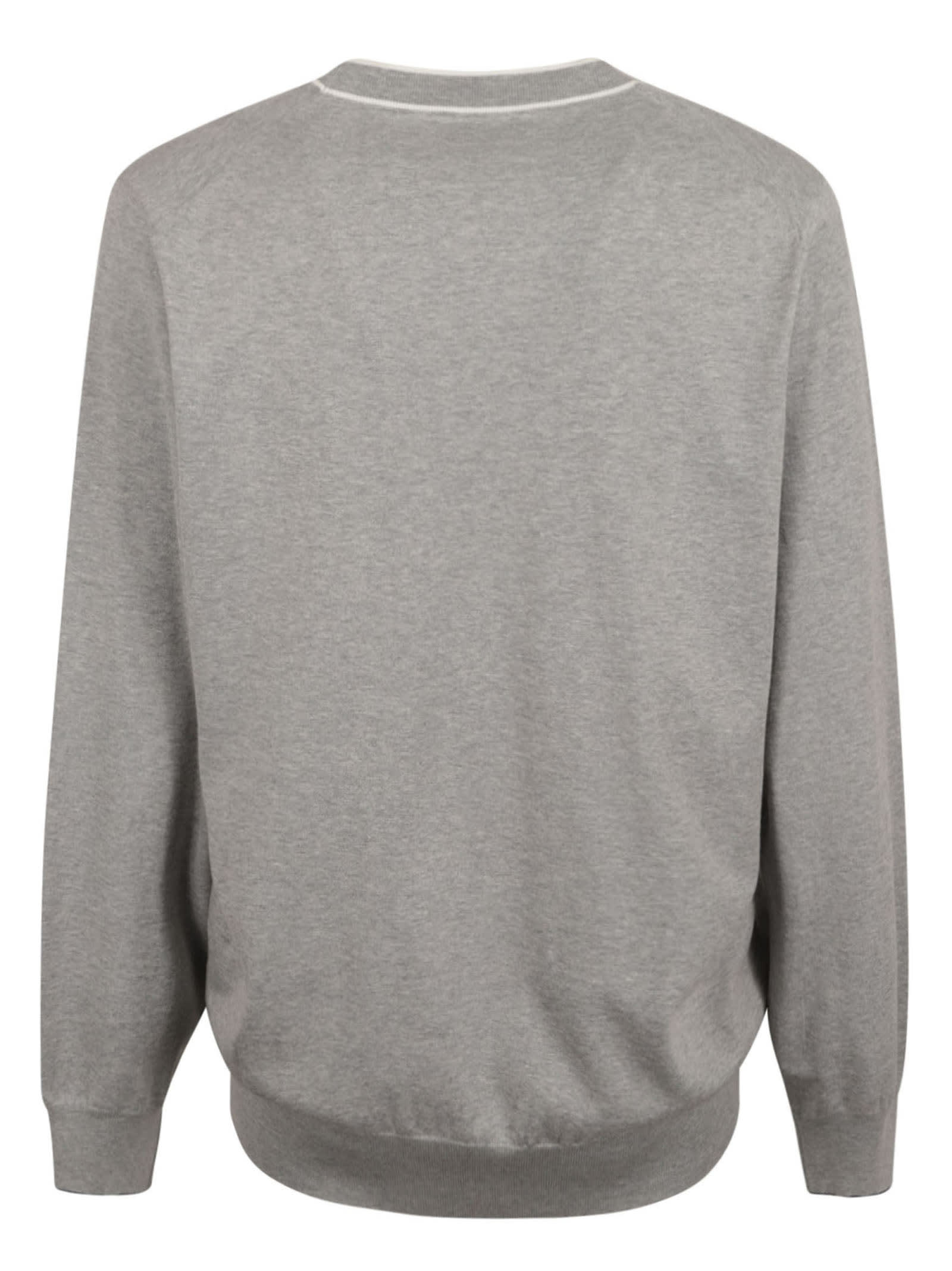 Shop Brunello Cucinelli Rib Trim Plain Sweatshirt In Grey Chiaro