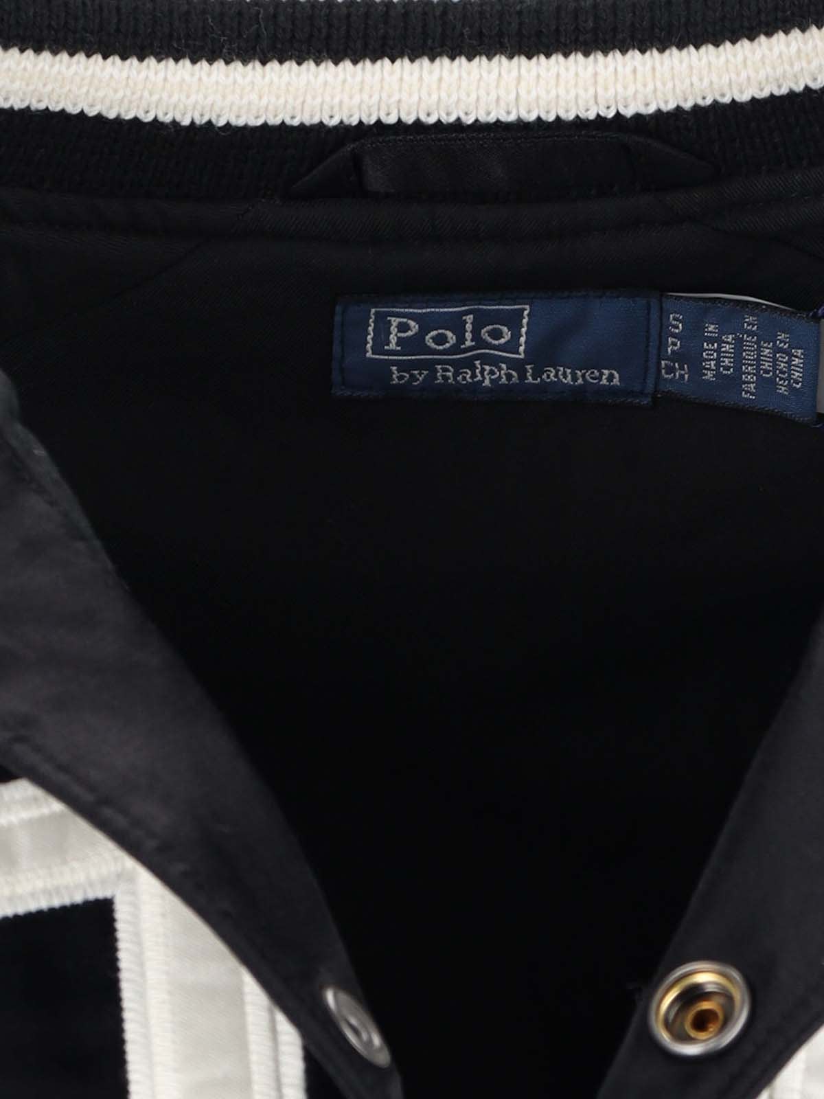 Ralph Lauren Bomber Jacket With V Neckline And Ribbed Trims In Black