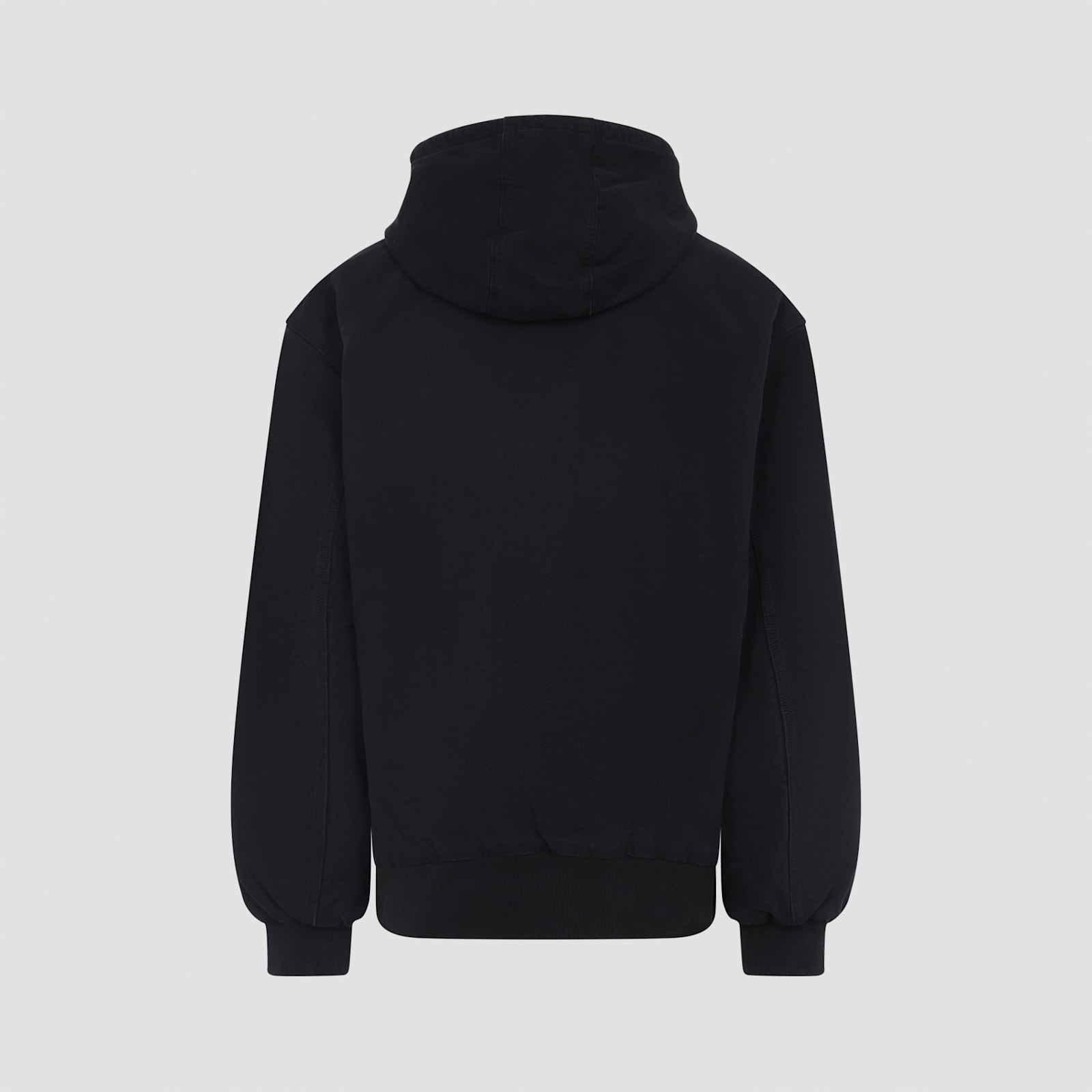 Carhartt Hooded Jacket With Pockets And Ribbed Finish In Black
