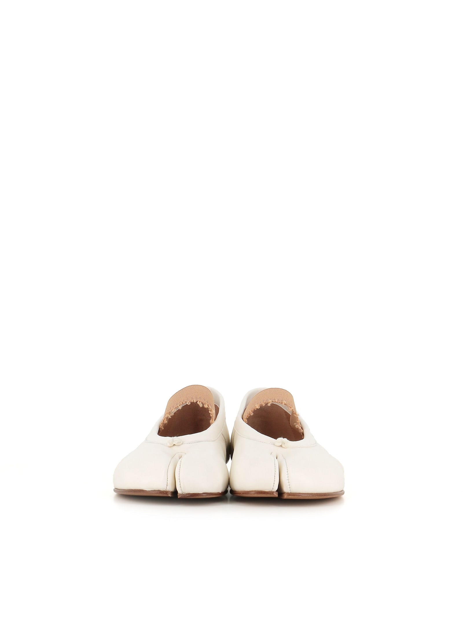 Maison Margiela Ivory Lamb Leather Ballerinas With Delicate Instep Strap