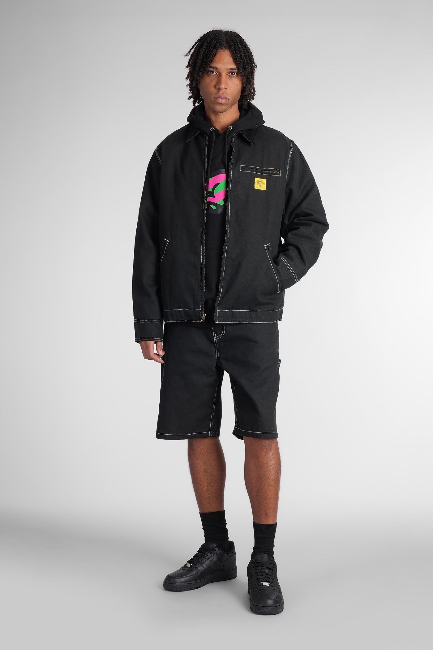 Icecream Shorts In Black Cotton In Black