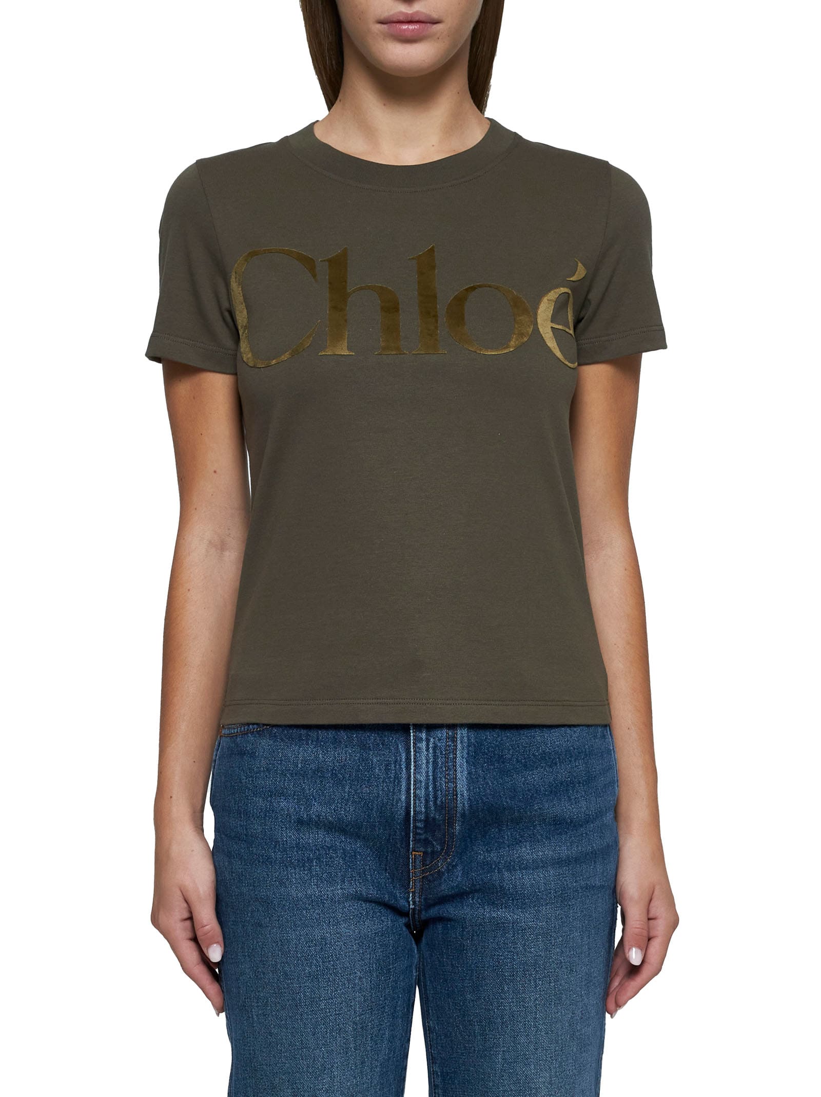 Shop Chloé T-shirt In Cedar Green