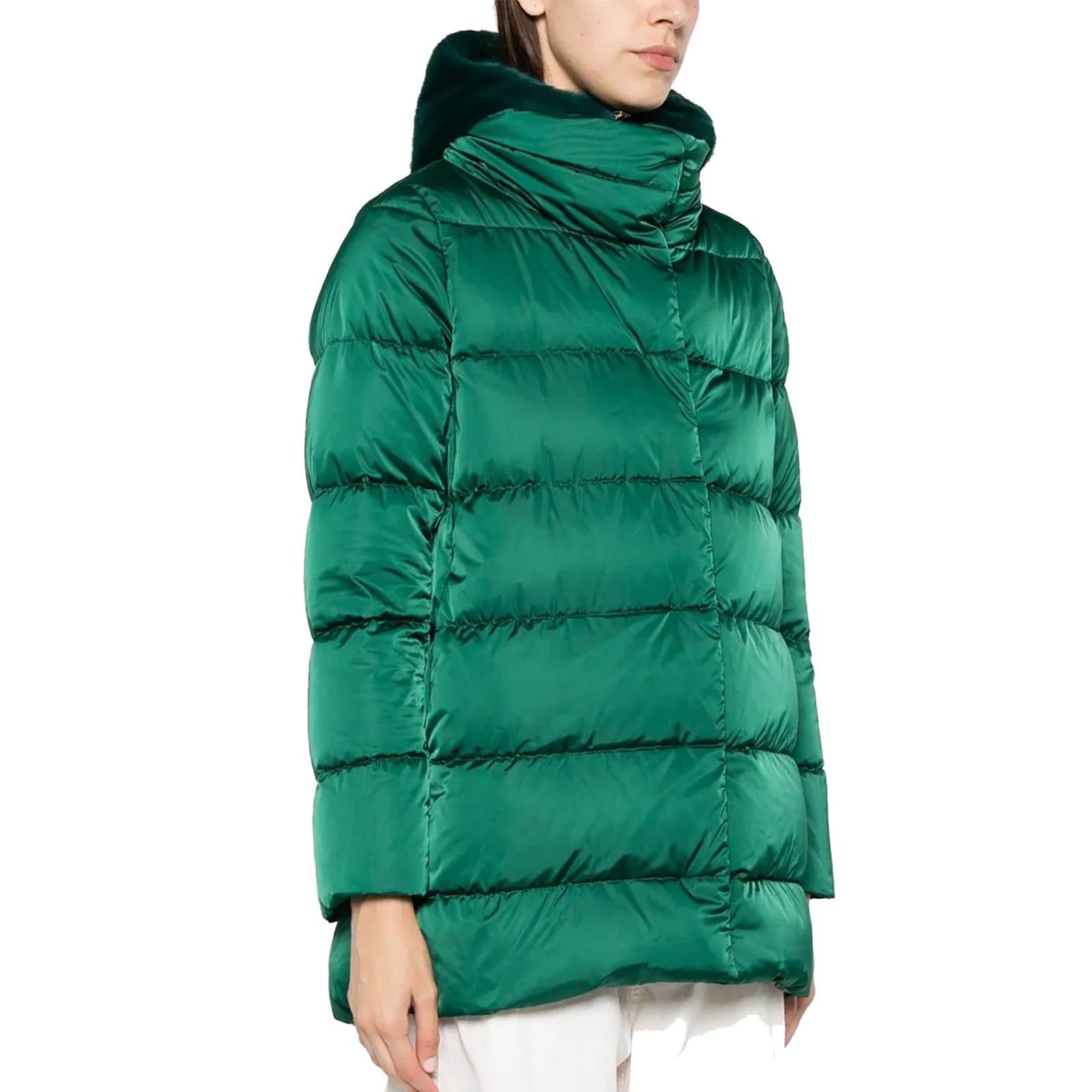 Herno Detachable-hood Padded Coat In Green