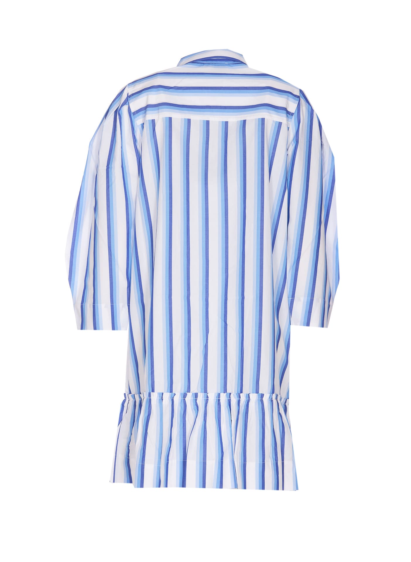 Shop Ganni Mini Striped Shirt Dress In Blue
