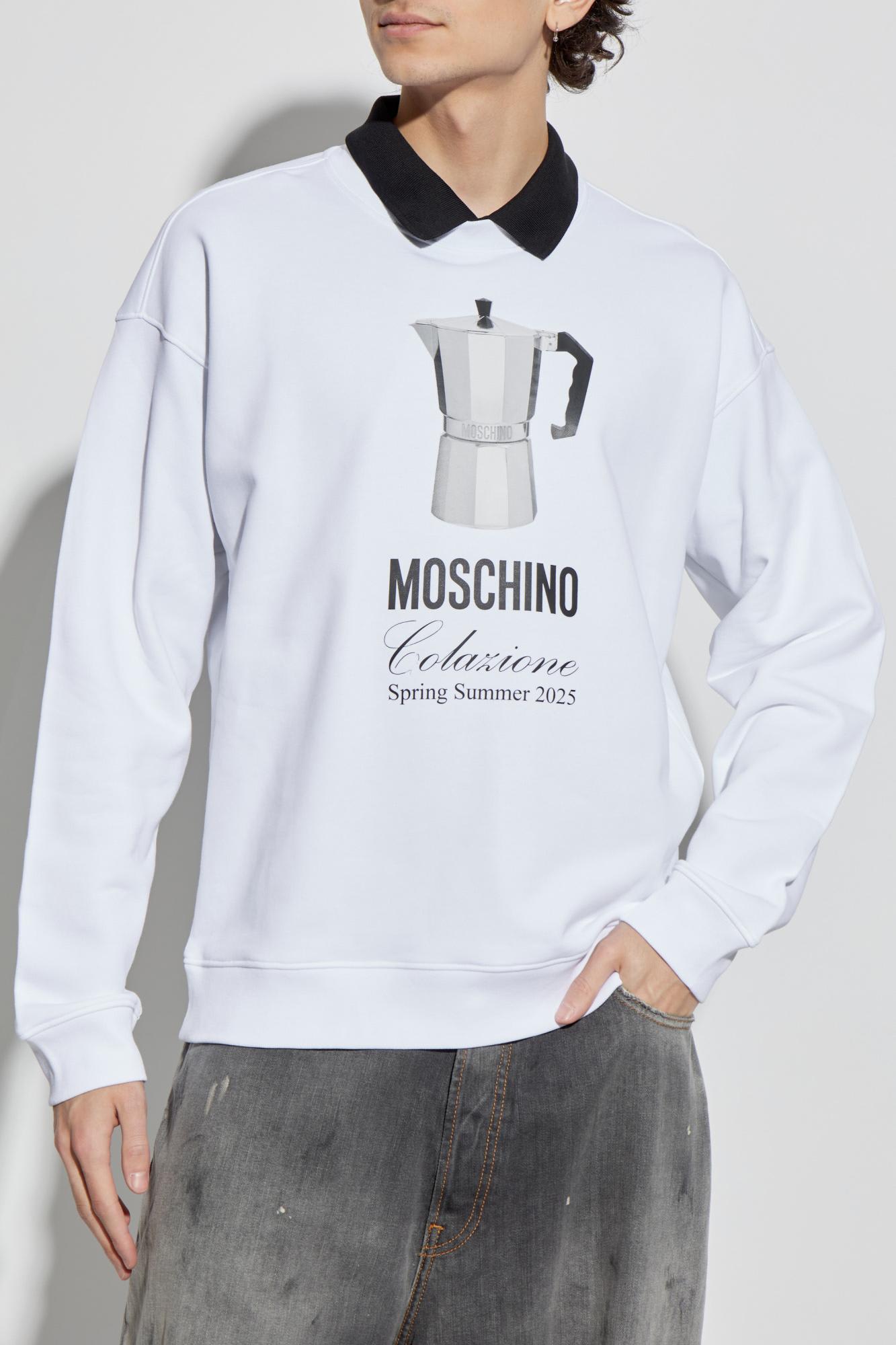 Moschino Morning Graphic Print Crew Neck Sweatshirt In White