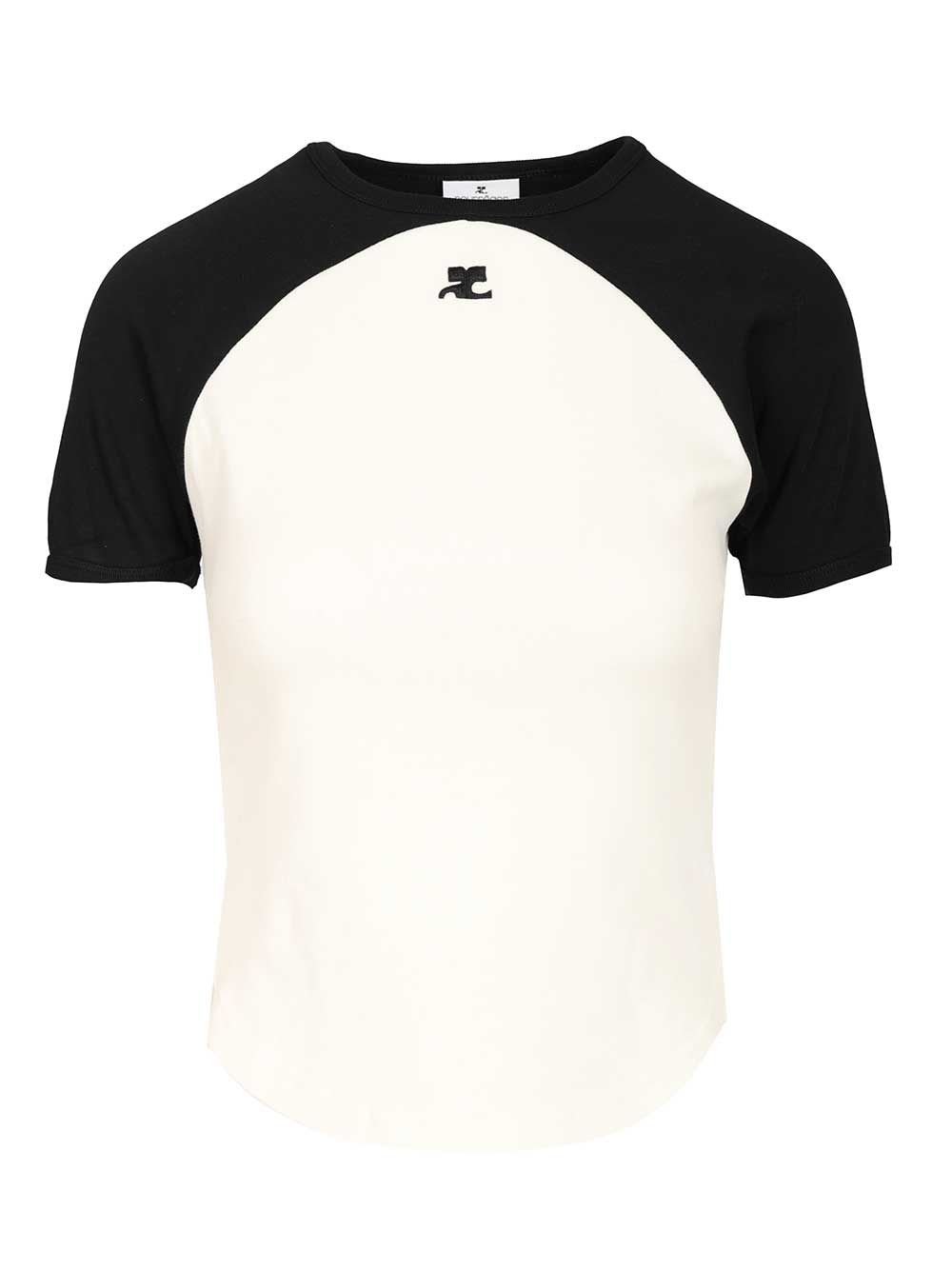 Courrèges Circle Contras T-shirt Woman Black And White In Multi