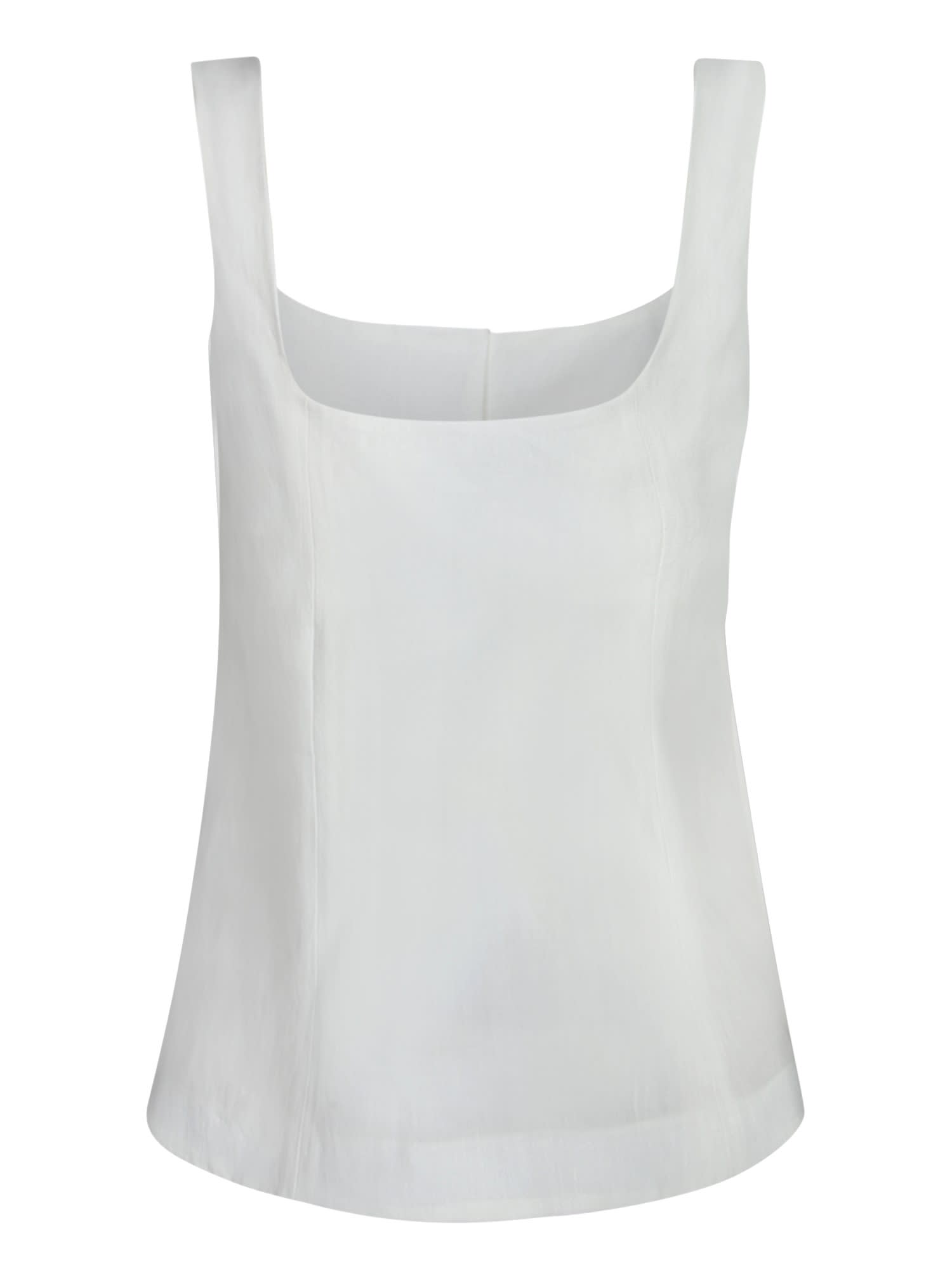 Paul Smith Square Neck White Linen Top With Decorative Buttons In White