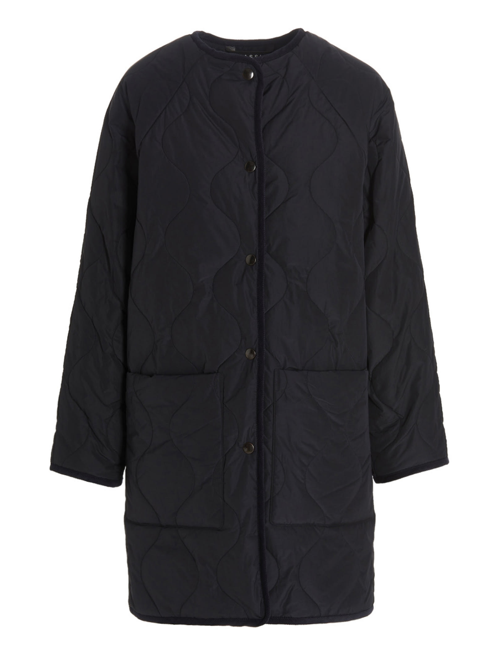 Shop Kassl Editions Quilted Long Jacket In Blue