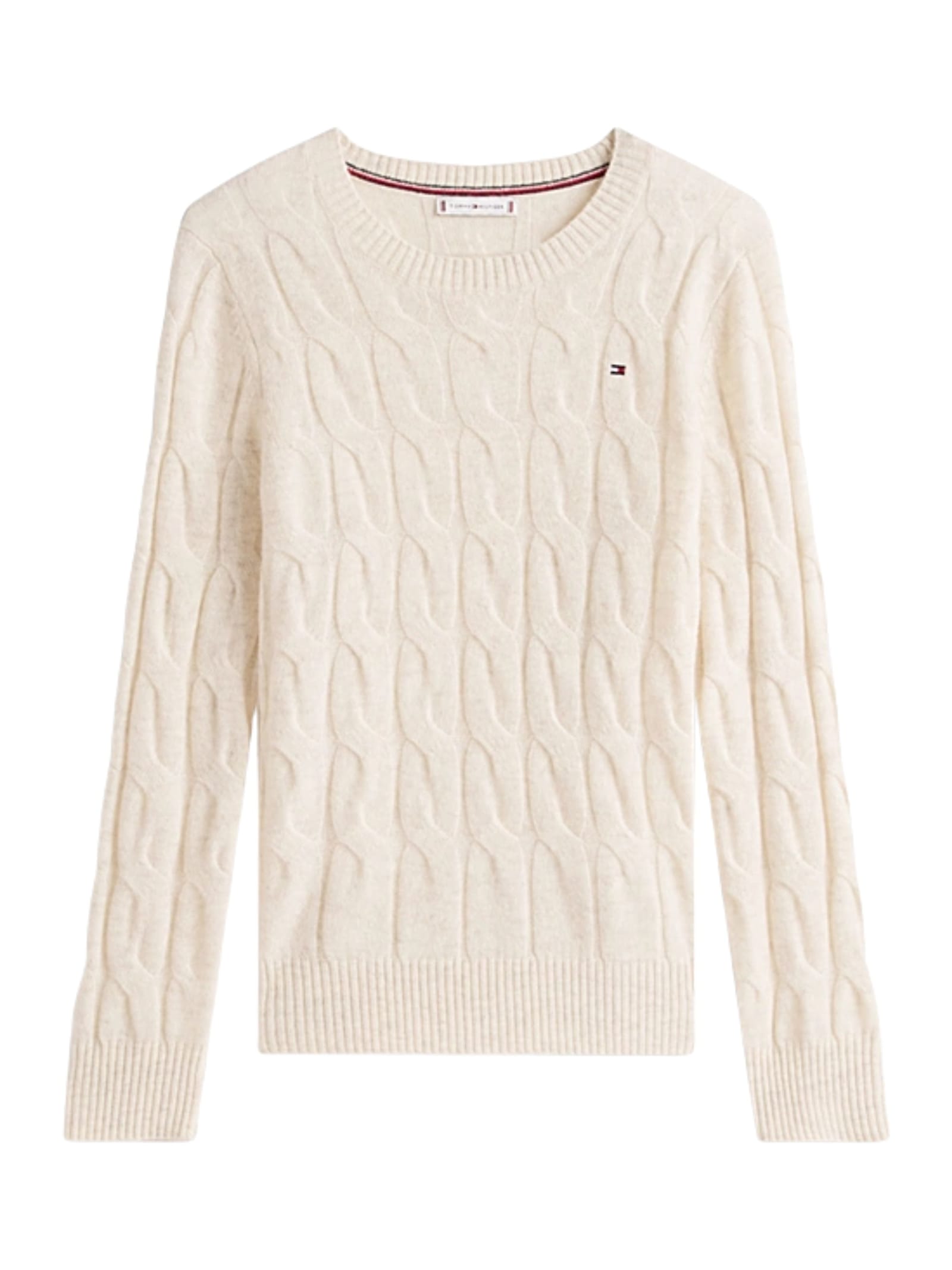 Tommy Hilfiger Textured Cable Knit Wool Pullover In Sand