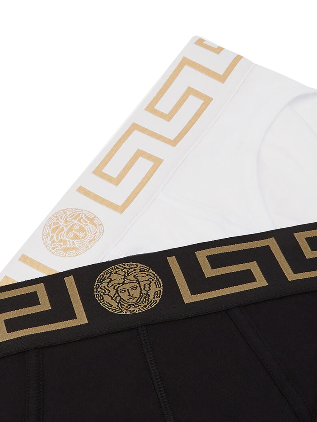 Shop Versace Bi-pack Slip Jersey Topeka Bi-stretch Cotton Organic In K Black White Gold