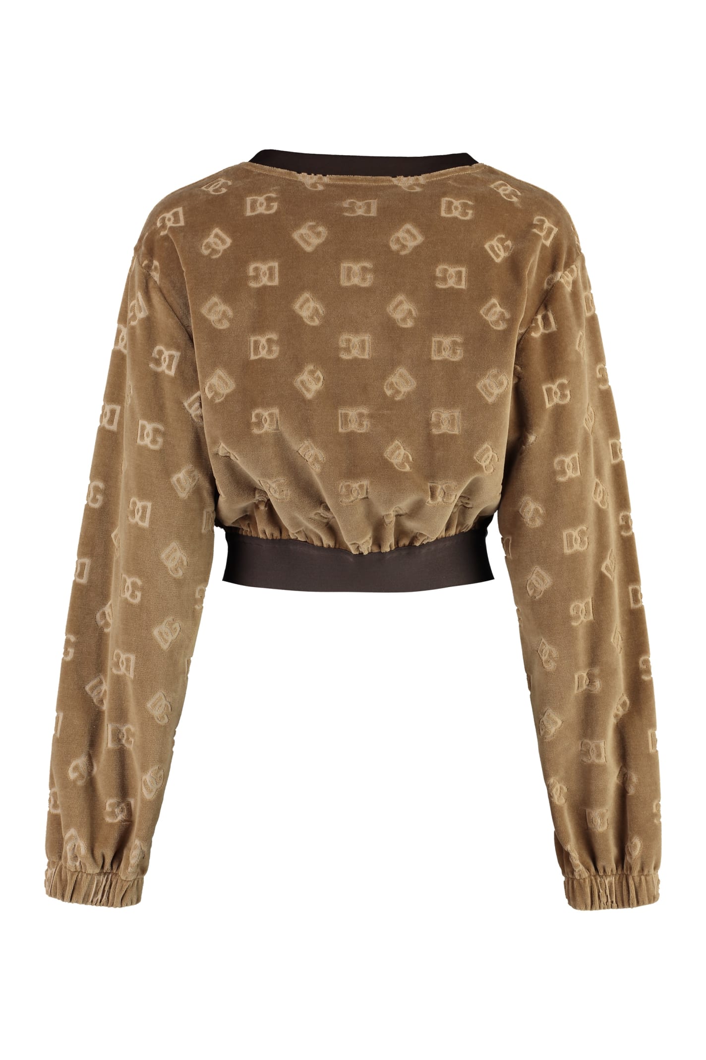 Shop Dolce & Gabbana Chenille Logo Sweatshirt In Camel