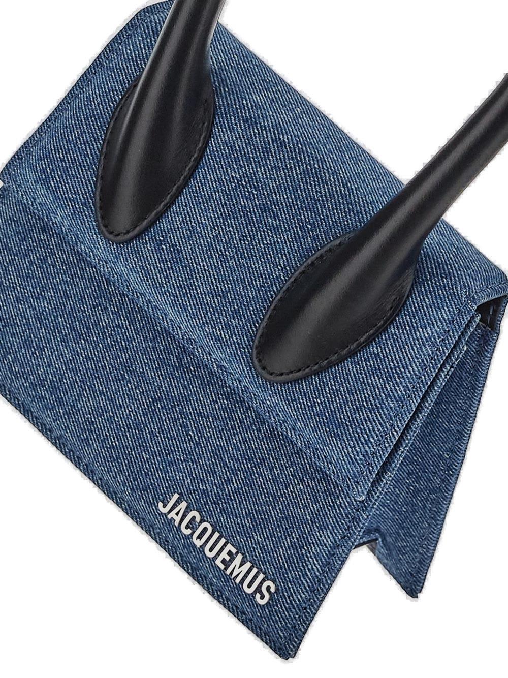Shop Jacquemus Le Chiquito Moyen Signature Denim Handbag In Blue