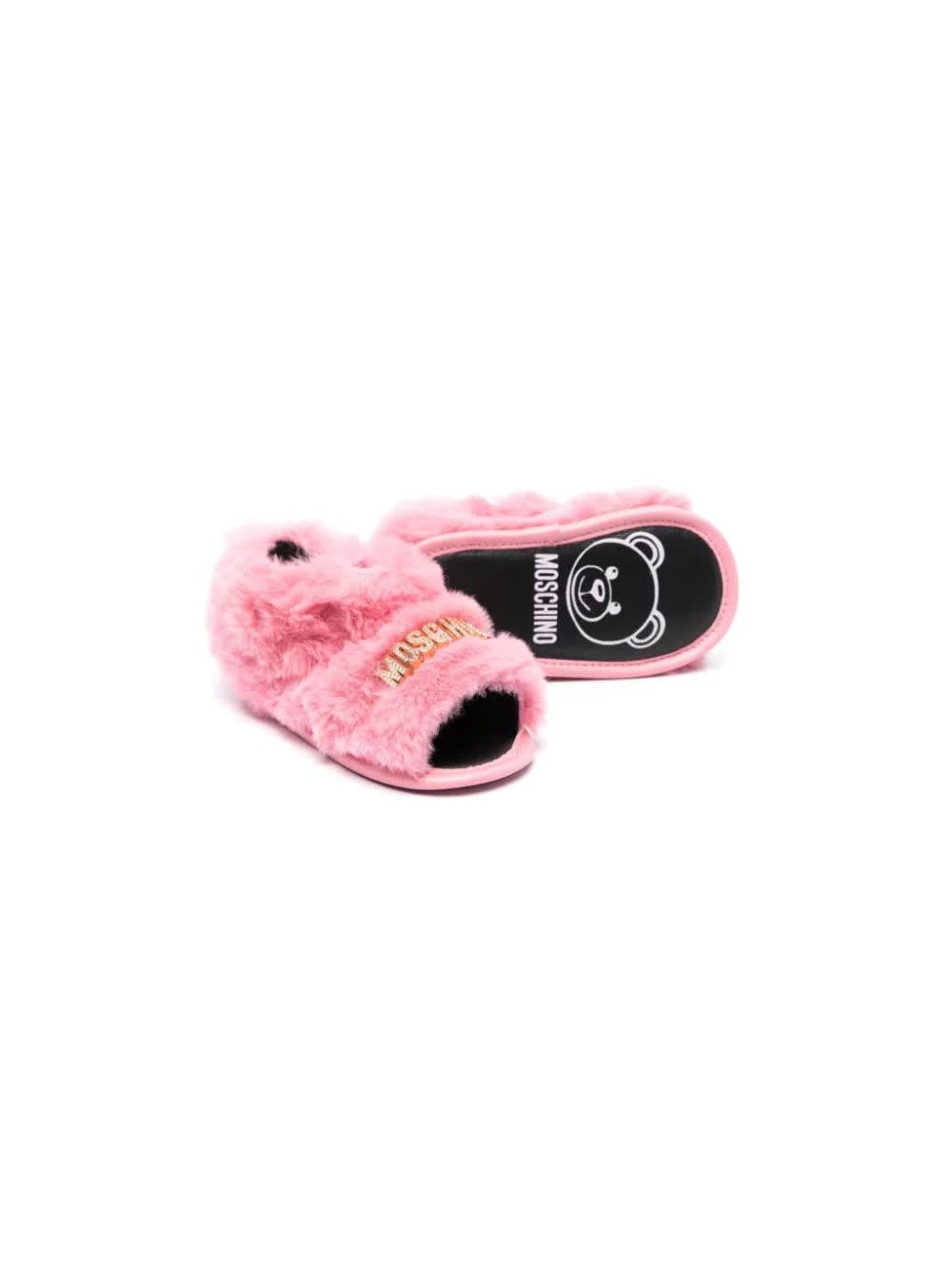 Shop Moschino Slippers Con Logo In Pink
