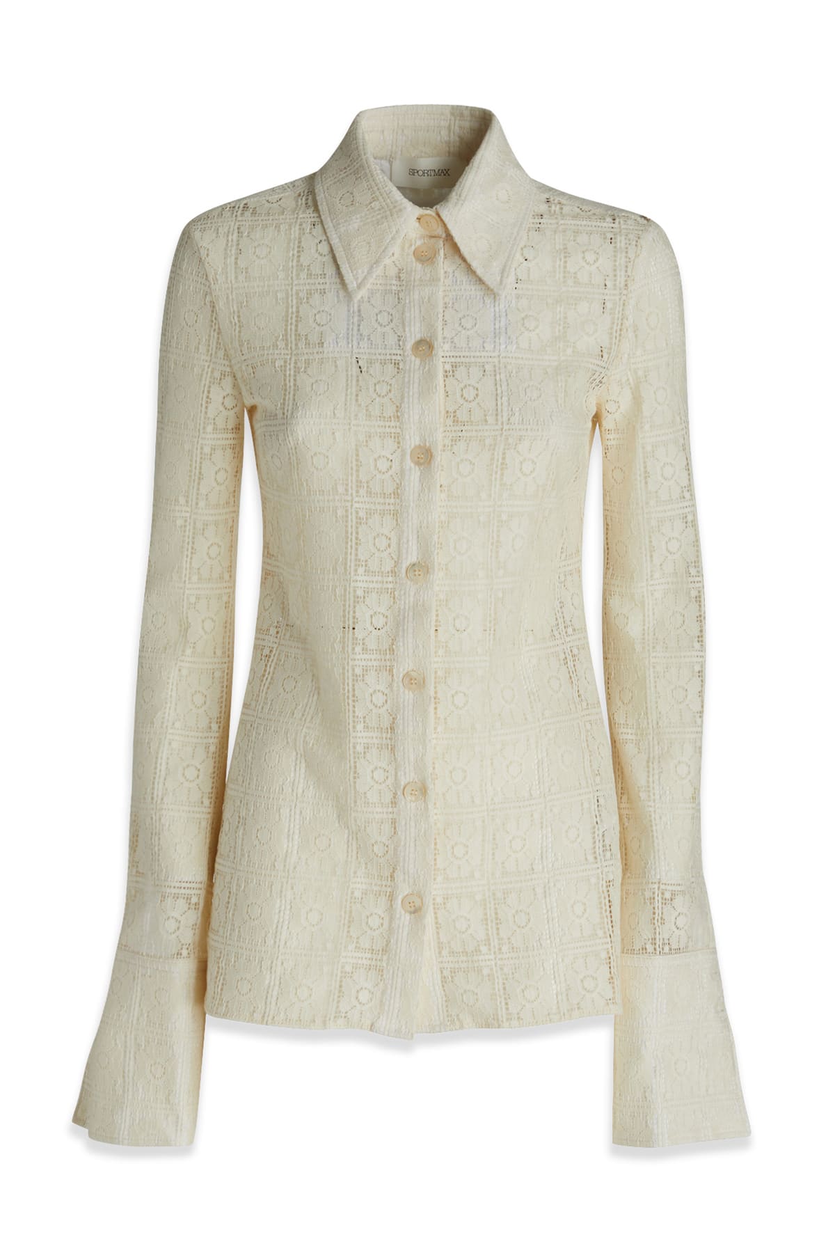 Sportmax Savain Cream Cotton Blend Shirt In 001
