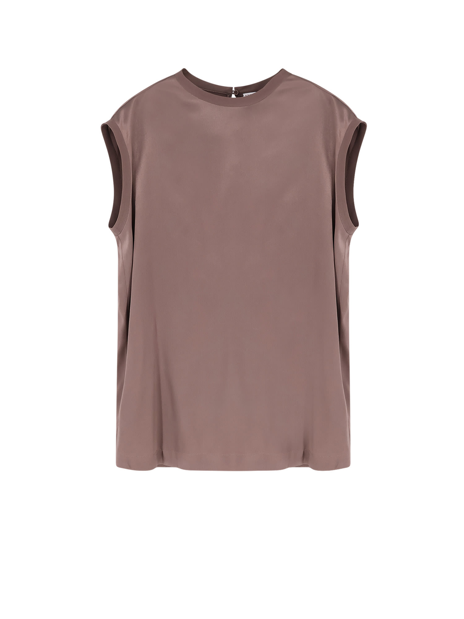 Brunello Cucinelli Top In Seta Stretch Con Dettaglio Monile