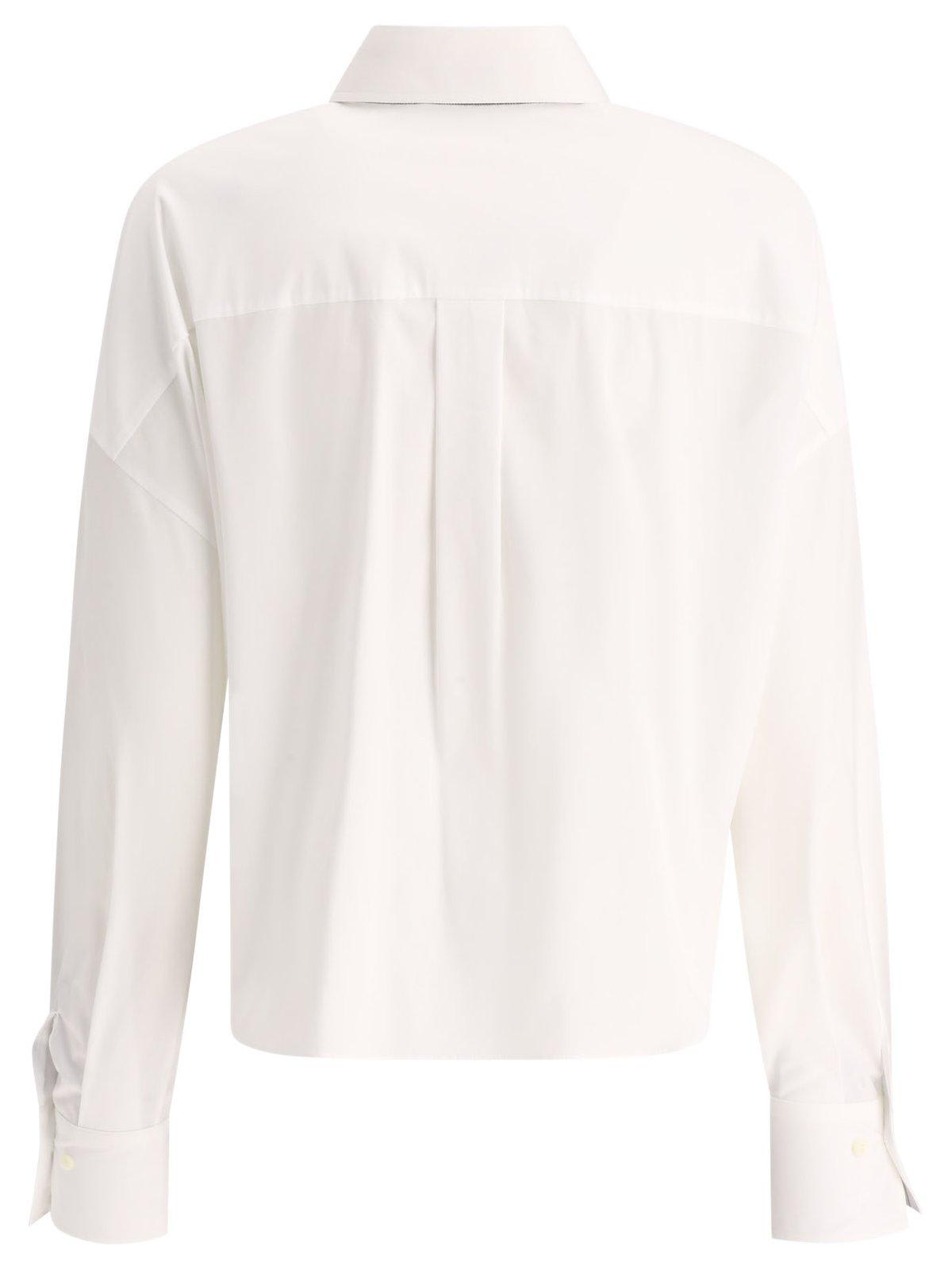 Shop Brunello Cucinelli Long-sleeved Button-up Shirt In White