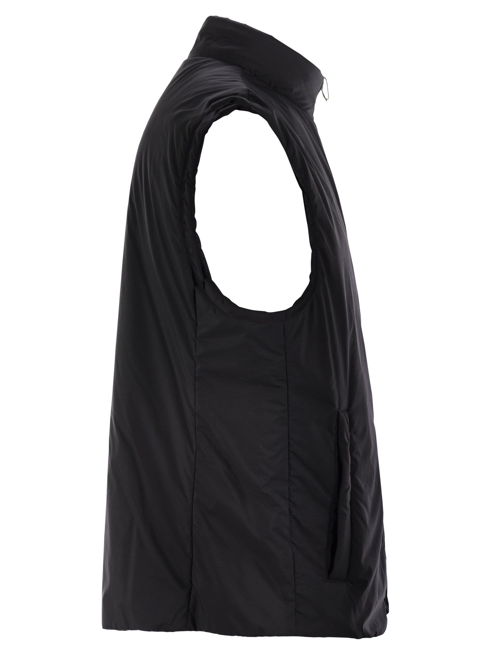 Herno High-collar Microfibre Gilet With Zip Closure In Black