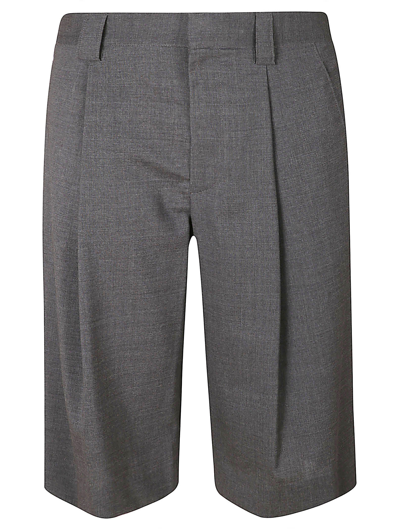 Shop Maison Flaneur Straight Leg Plain Trouser Shorts In Gray