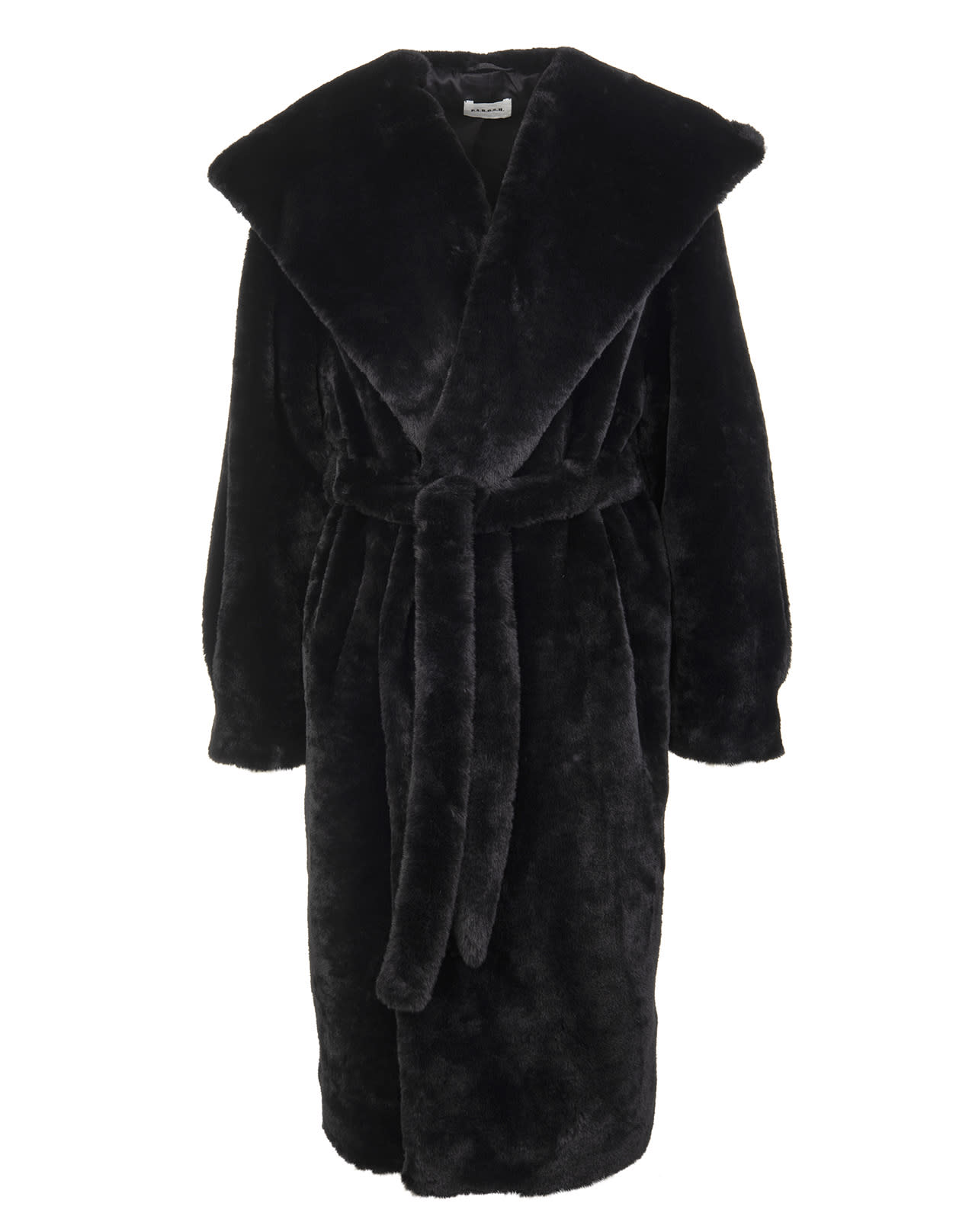 Parosh Photo Long Coat In Black Faux Fur