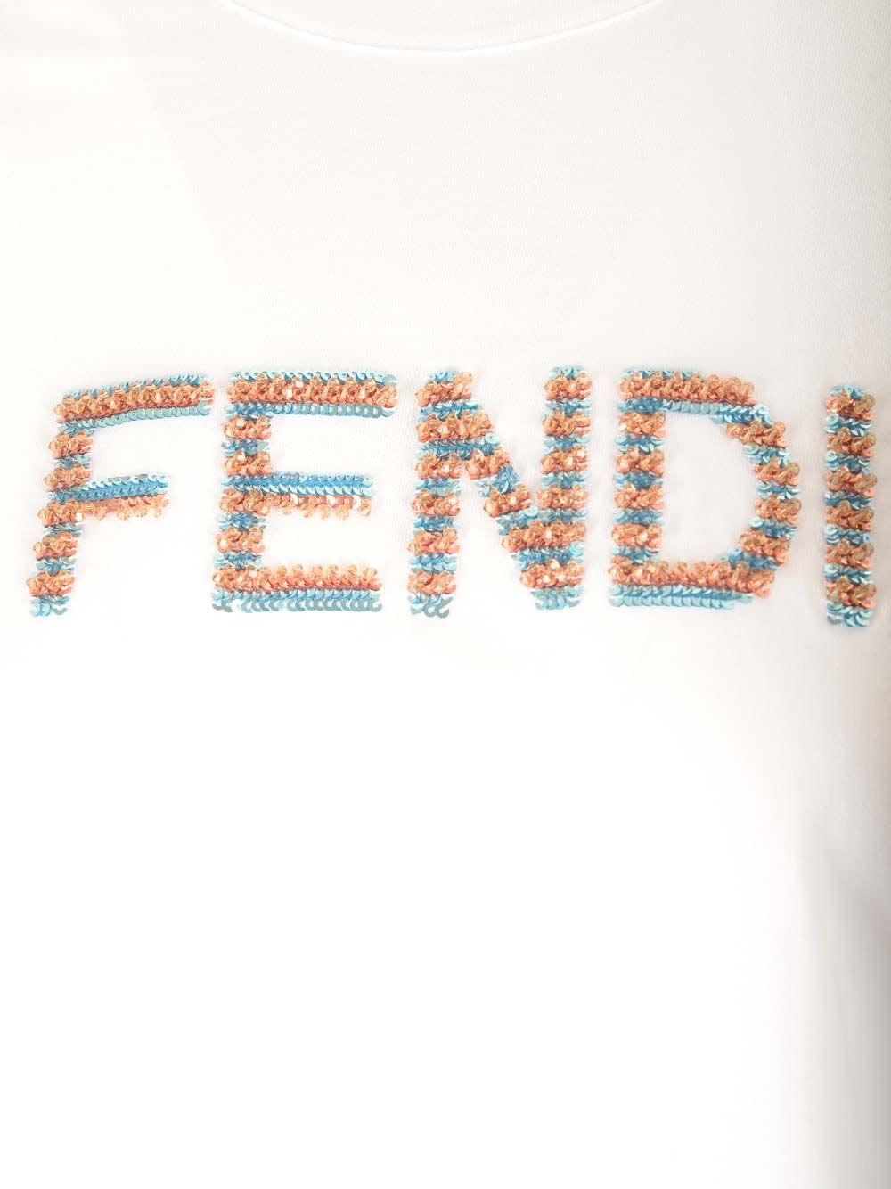 Shop Fendi Crochet Logo T-shirt In White